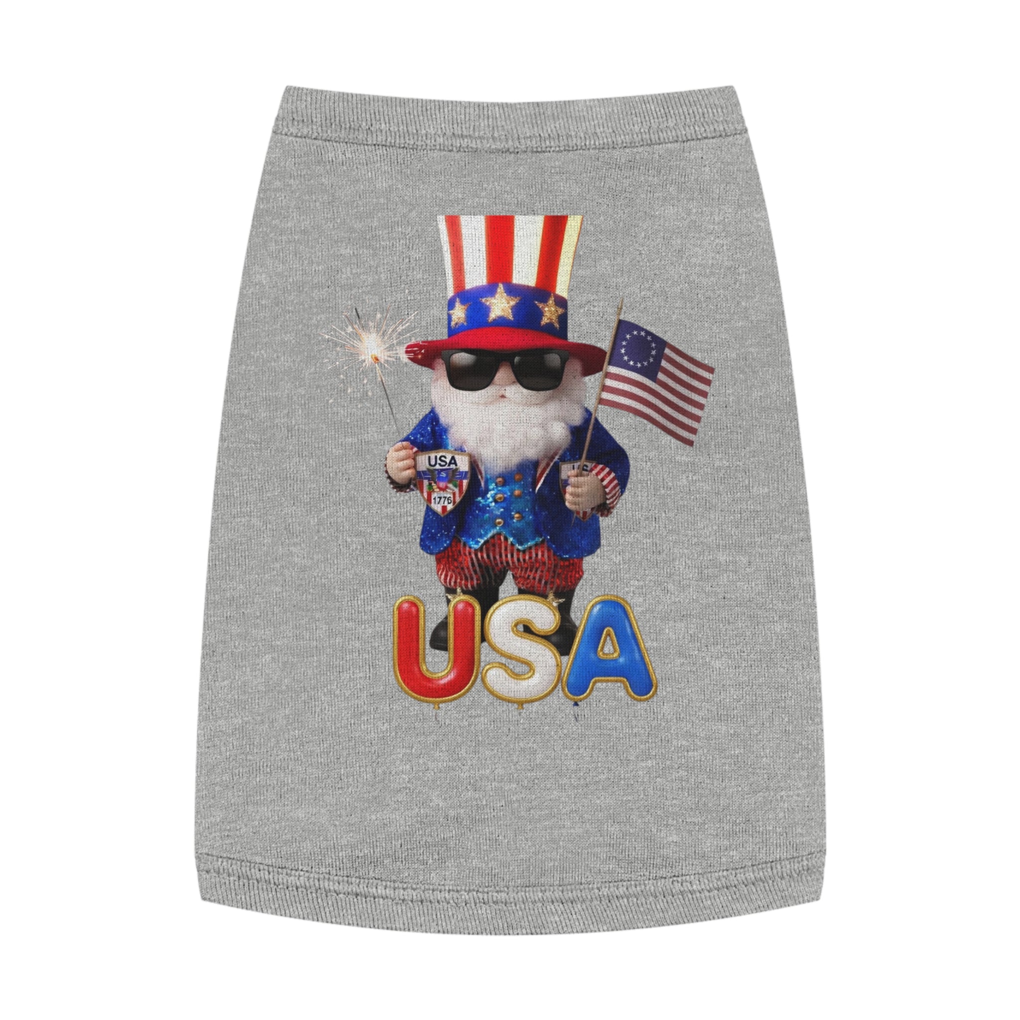 Uncle Sam Patriotic Pet Tank Top | American Flag Dog Shirt, USA 250 Tribute