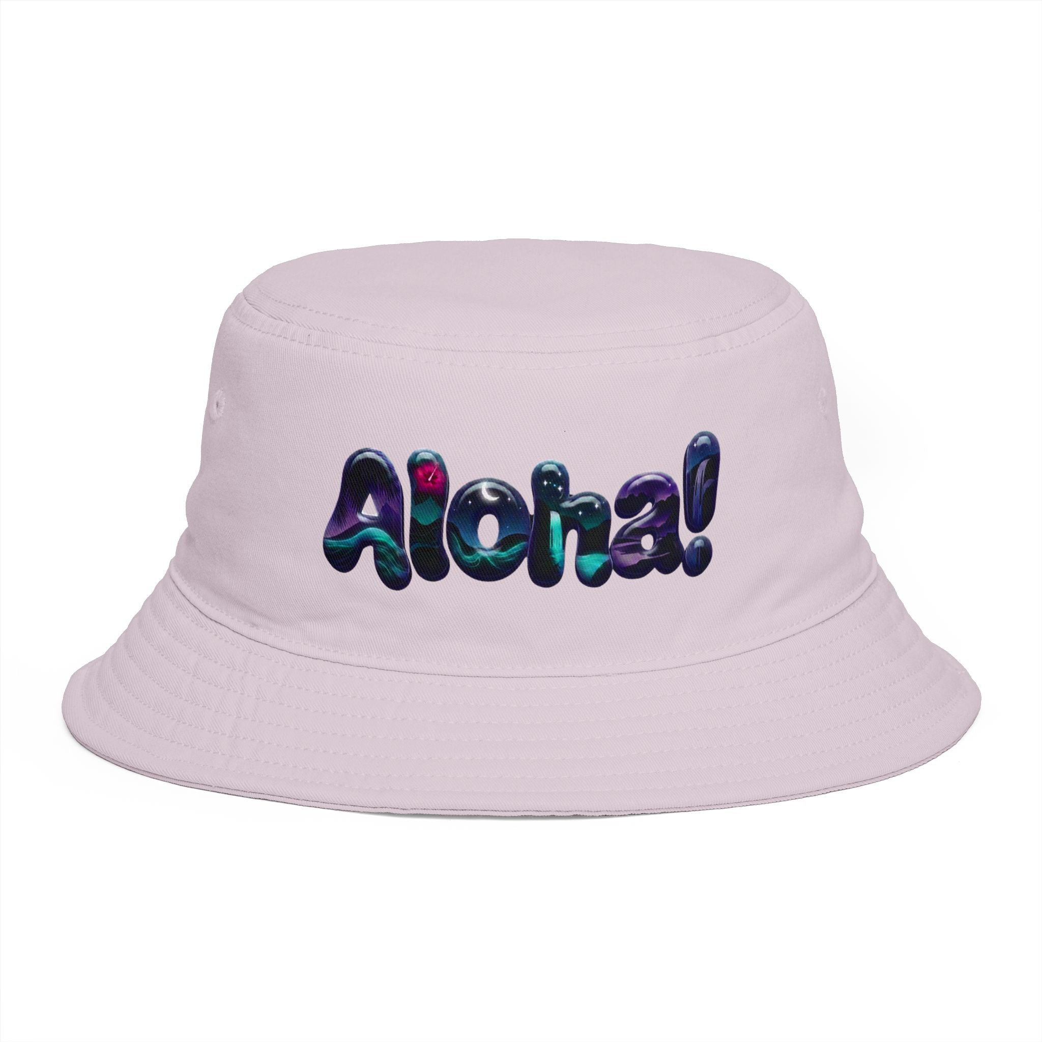 Aloha! Bubble Letter Print Bucket Hat | Tropical Hawaii Surf Vibes