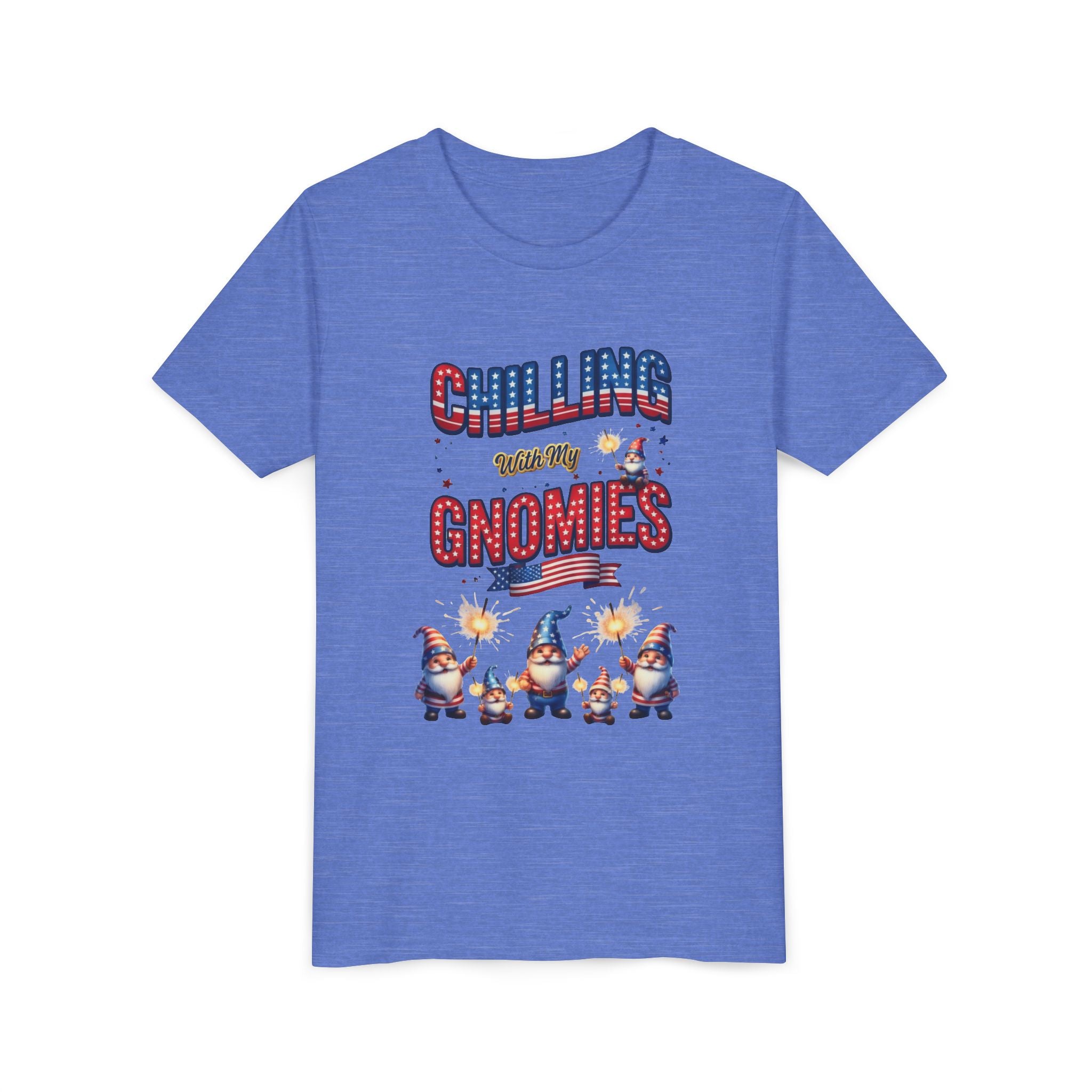 Chilling With My Gnomies Unisex Youth Tee | Patriotic 4th of July, USA 250 Tribute