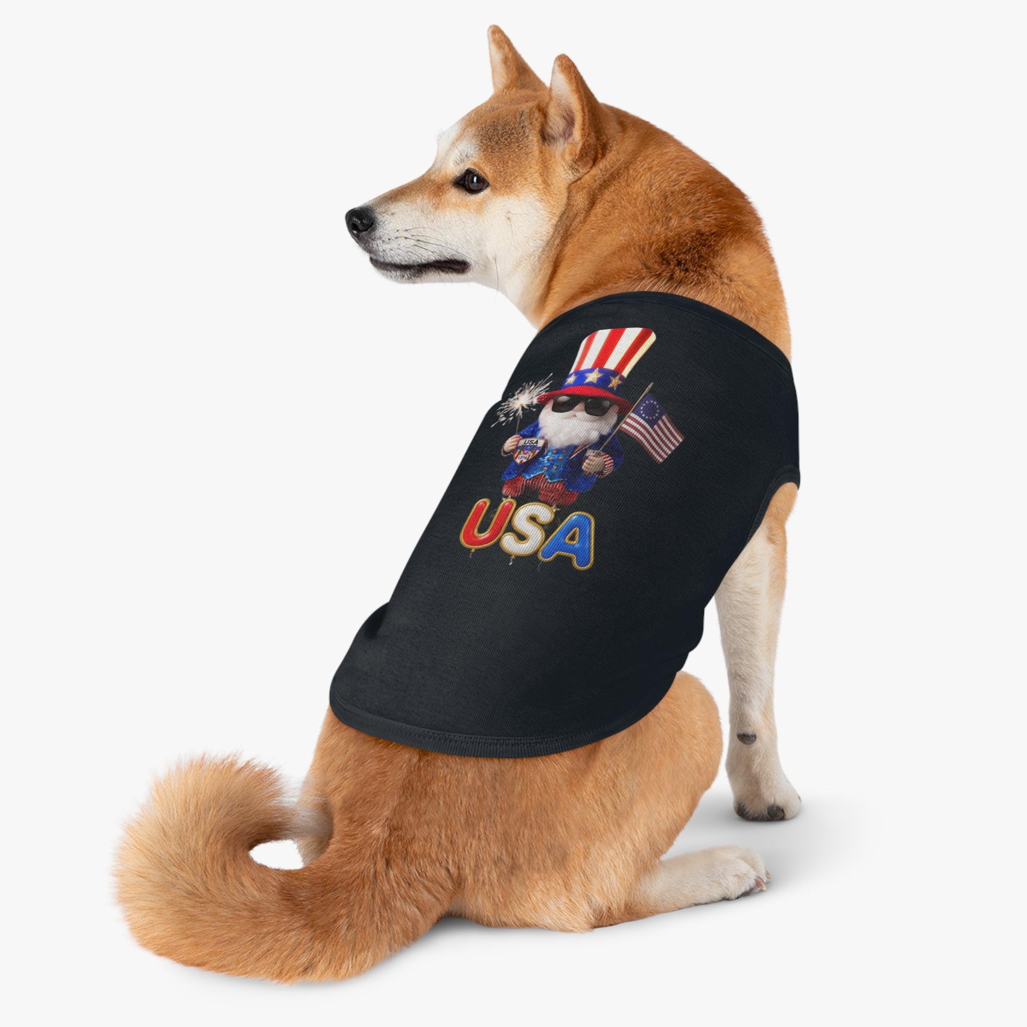 Uncle Sam Patriotic Pet Tank Top | American Flag Dog Shirt, USA 250 Tribute