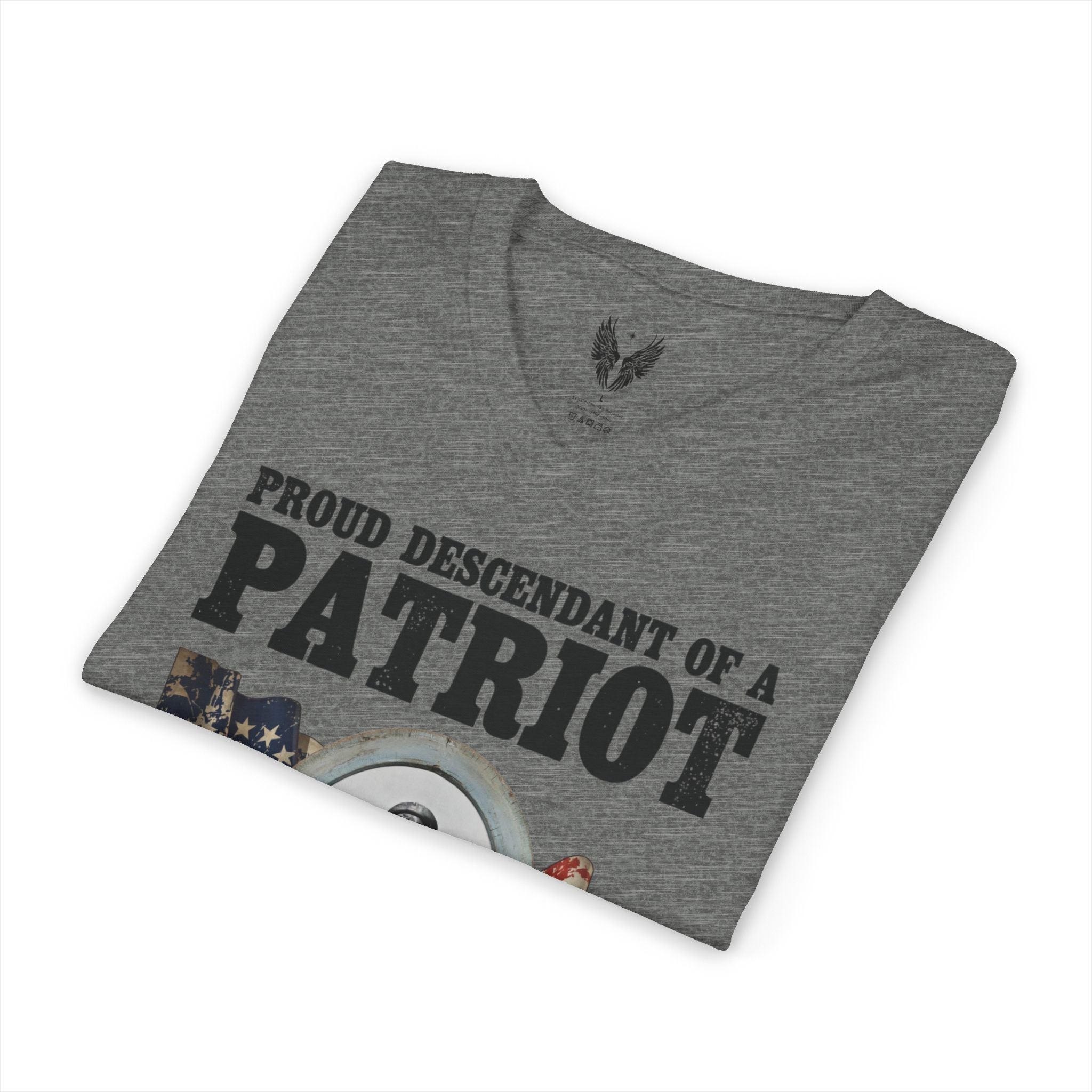 Patriot Ancestor V-Neck Tee — "Proud Descendant of a Patriot" Historical Tribute Shirt | Personalized