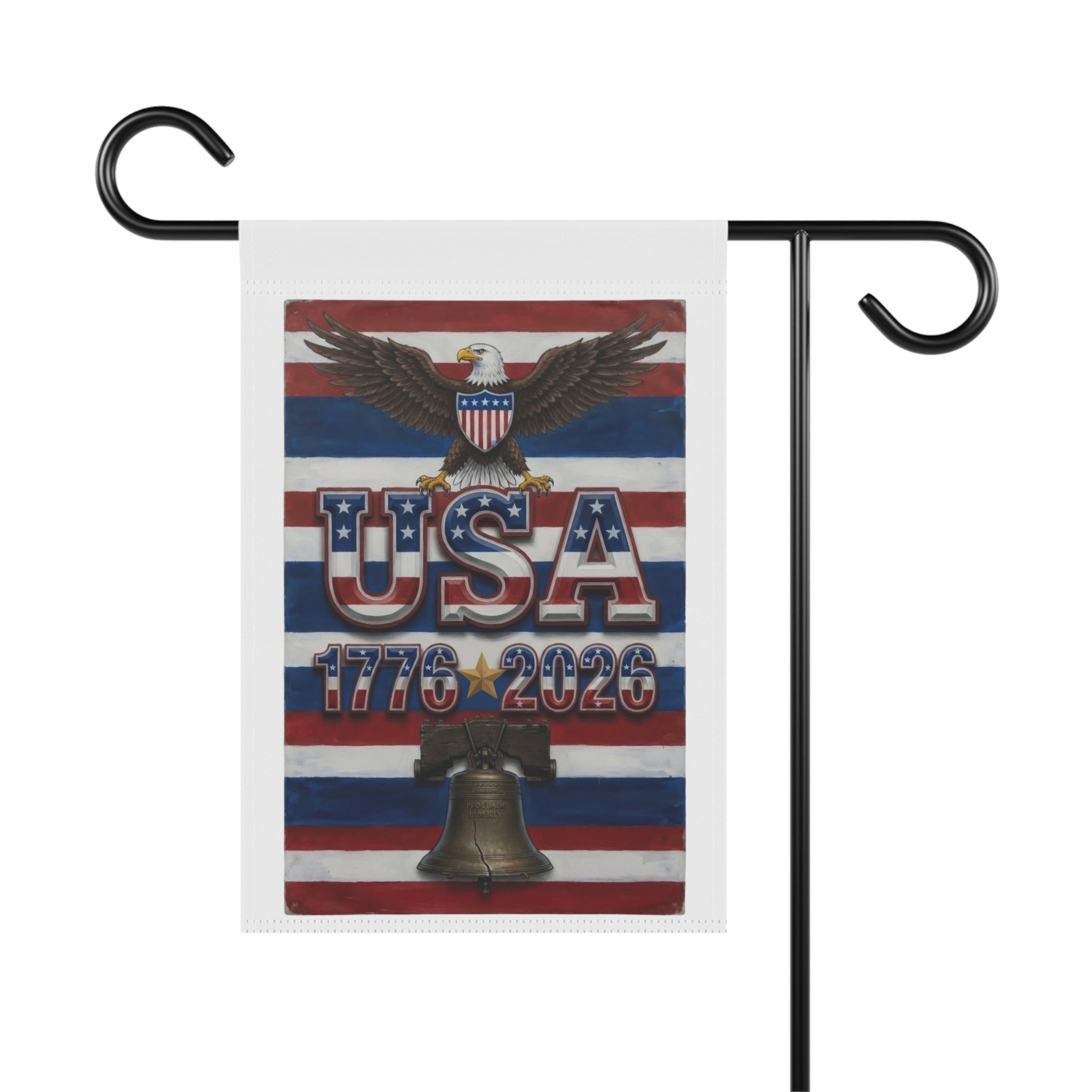 USA 250 Tribute Liberty Bell and Soaring Eagle Garden Flag | Patriotic Outdoor Decor