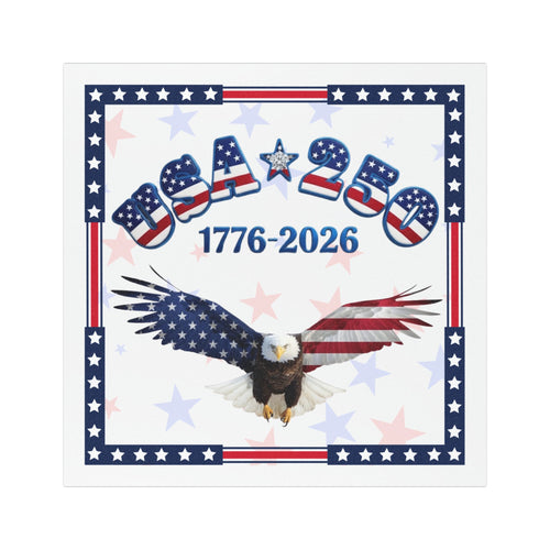 USA 250 Tribute Eagle Car Magnet | 1776-2026 American Flag Design, Square decal for car, blue