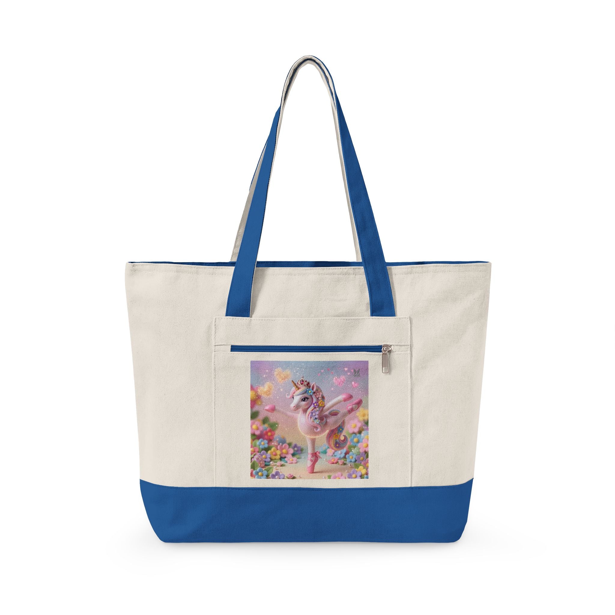 Ballerina Unicorn Rainbow Dance Bag Tote | Zippered Canvas Tote | Personalize