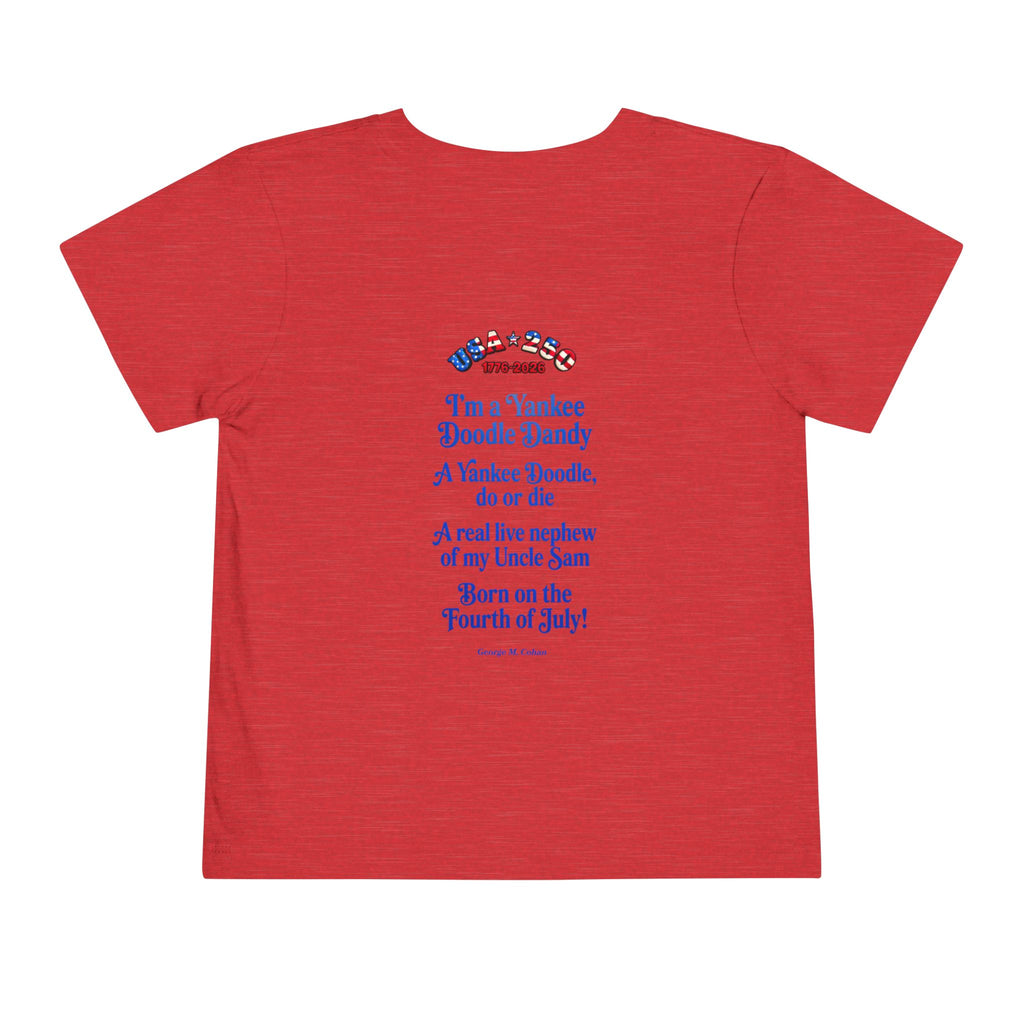 Uncle Sam Gnome Unisex Toddler Tee | USA Patriotic Fourth of July Shirt | Yankee Doodle Lyrics on back