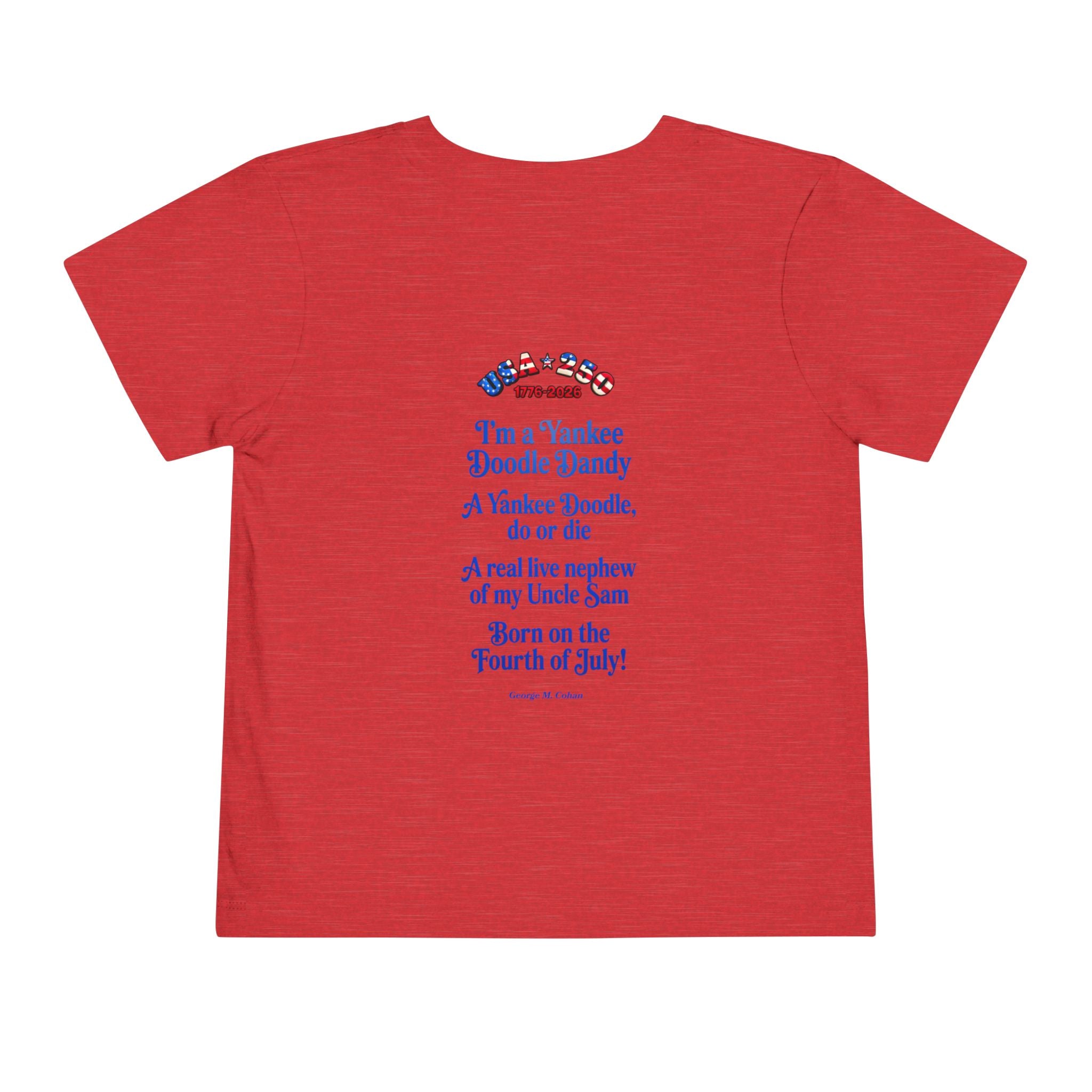 Uncle Sam Gnome Unisex Toddler Tee | USA Patriotic Fourth of July Shirt | Yankee Doodle Lyrics on back