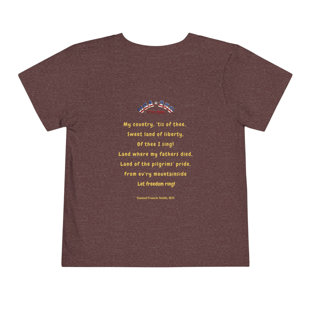 Of Thee I Sing! "My Country 'Tis of Thee Lyrics Toddler Tee | USA 250 Tribute, Patriotic Fun