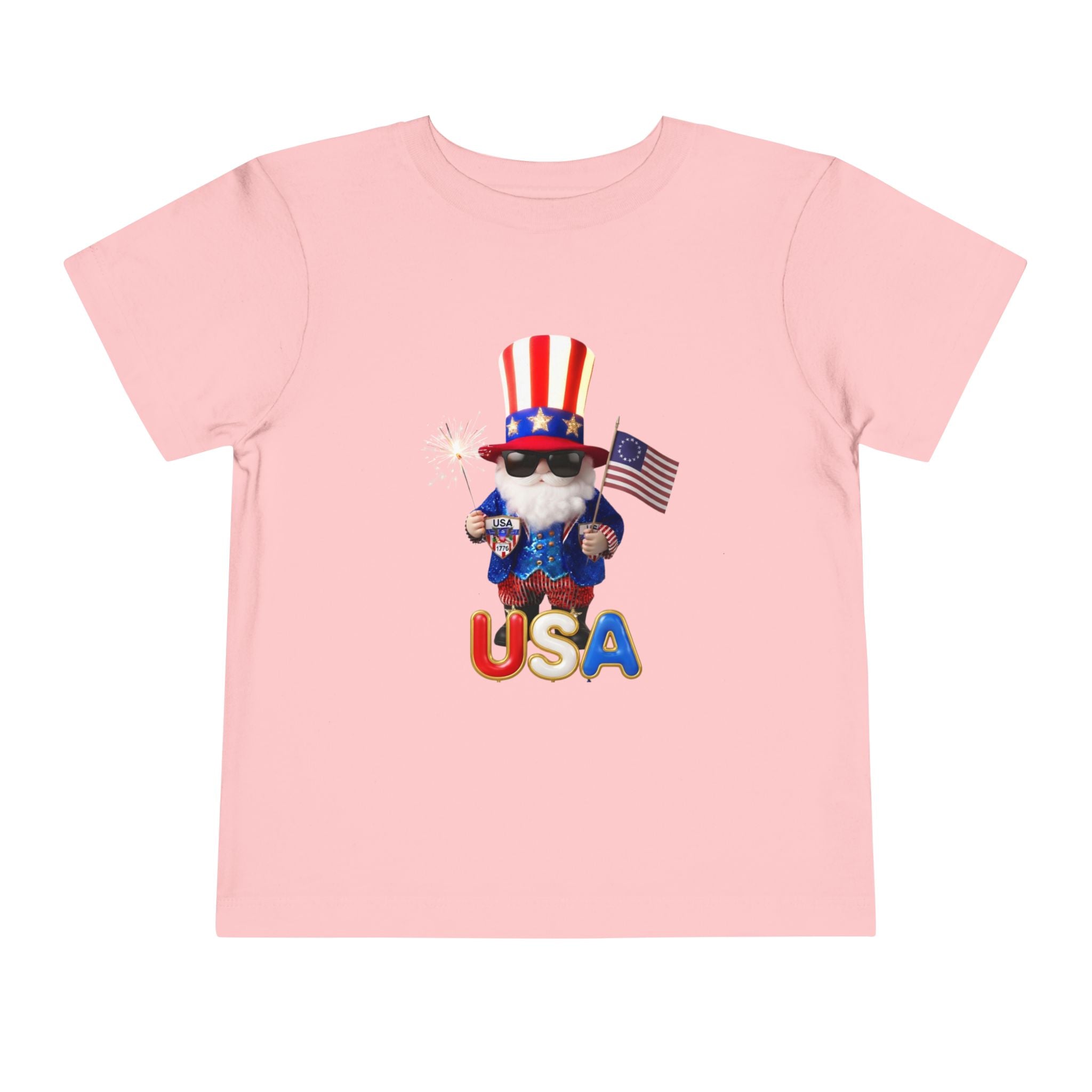 Uncle Sam Gnome Unisex Toddler Tee | USA Patriotic Fourth of July Shirt | Yankee Doodle Lyrics on back