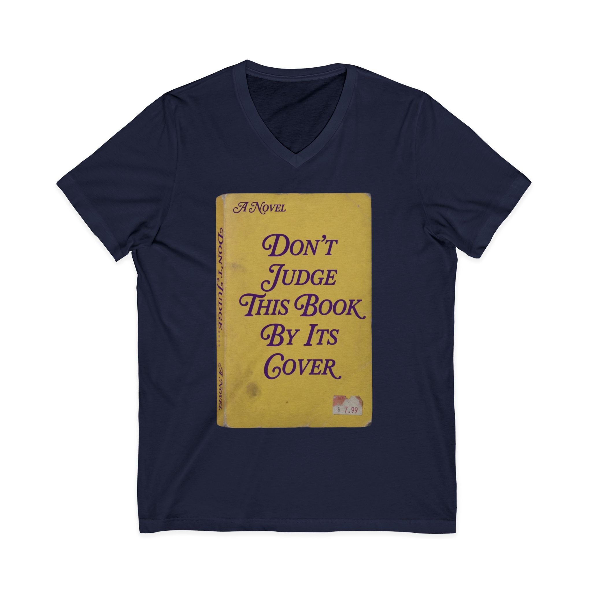 Don't Judge This Book by Its Cover Unisex V-Neck Tee | Book Cover Graphic, Vintage