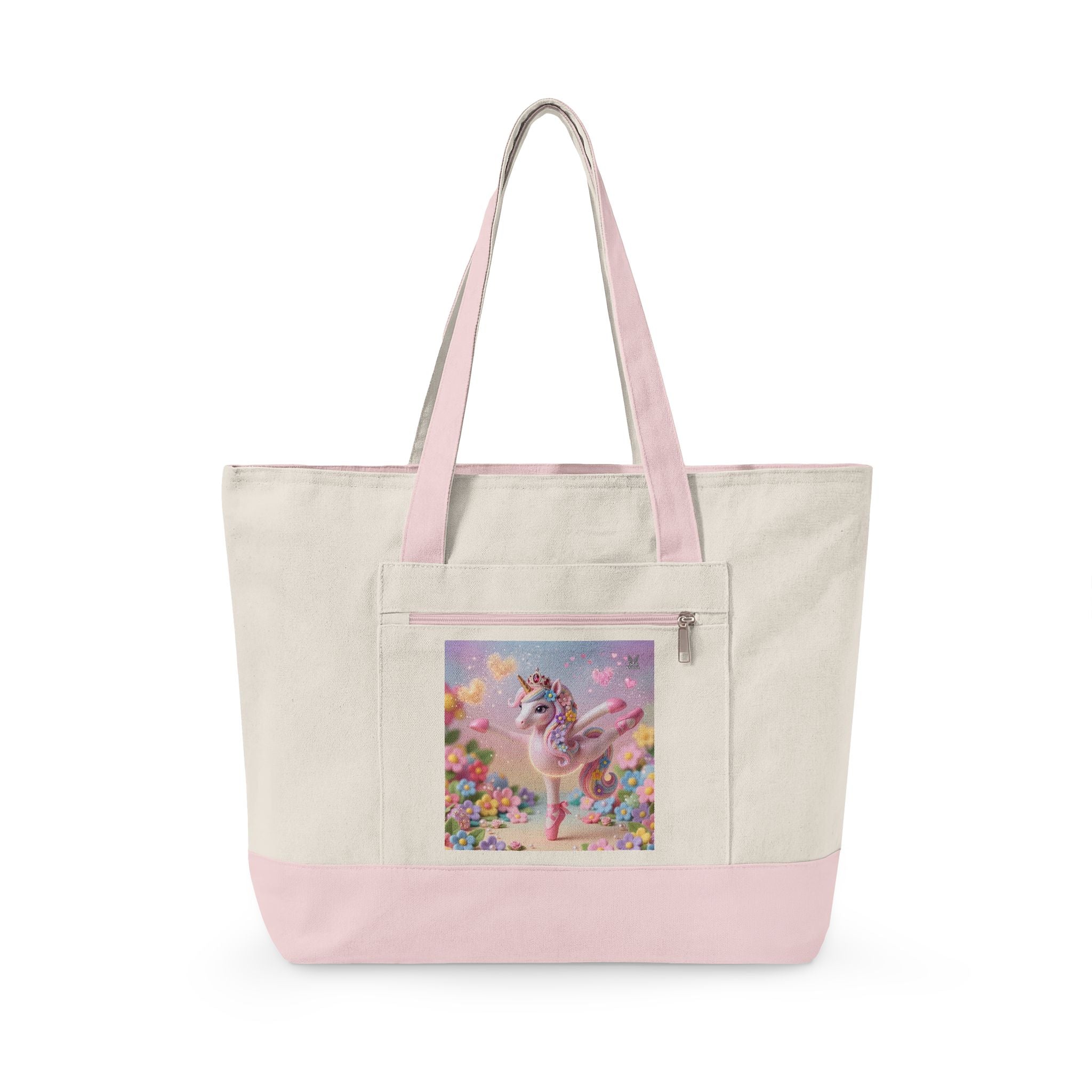 Ballerina Unicorn Rainbow Dance Bag Tote | Zippered Canvas Tote | Personalize