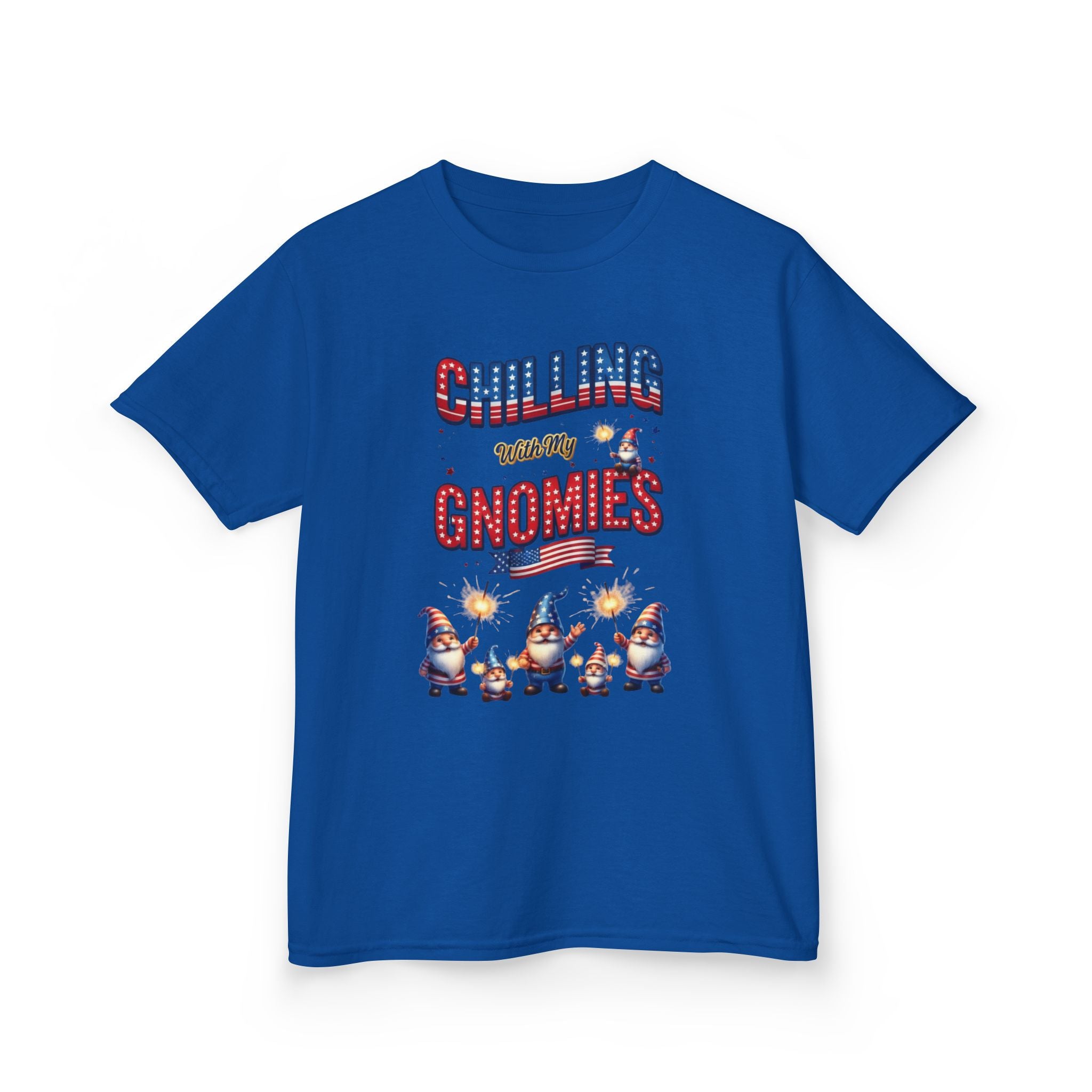 Chilling with My Gnomies Unisex Kids Tee | Patriotic Gnomes Fourth of July, USA 250