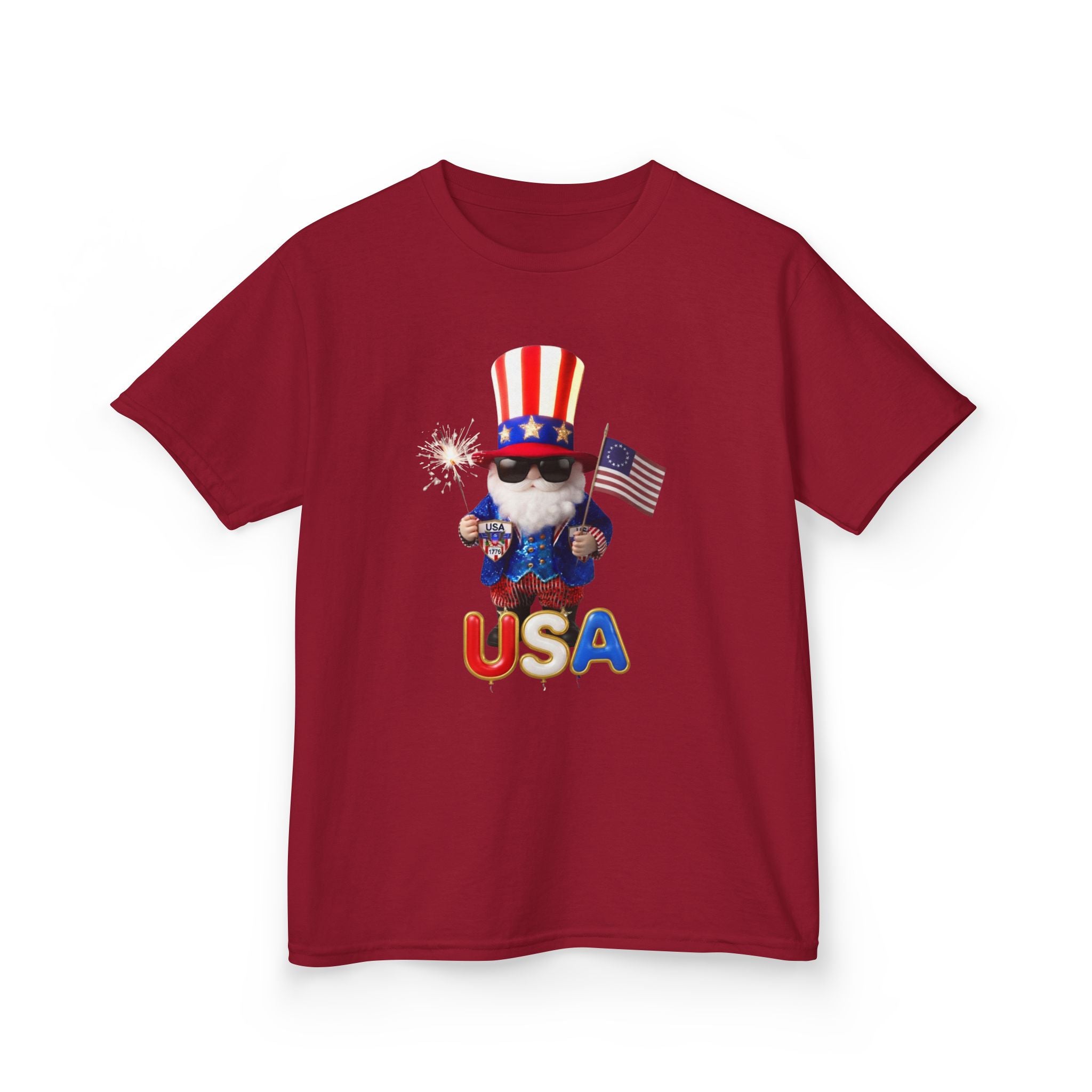 Patriotic Uncle Sam Gnome Unisex Kids Tee | USA 250, 1776-2026