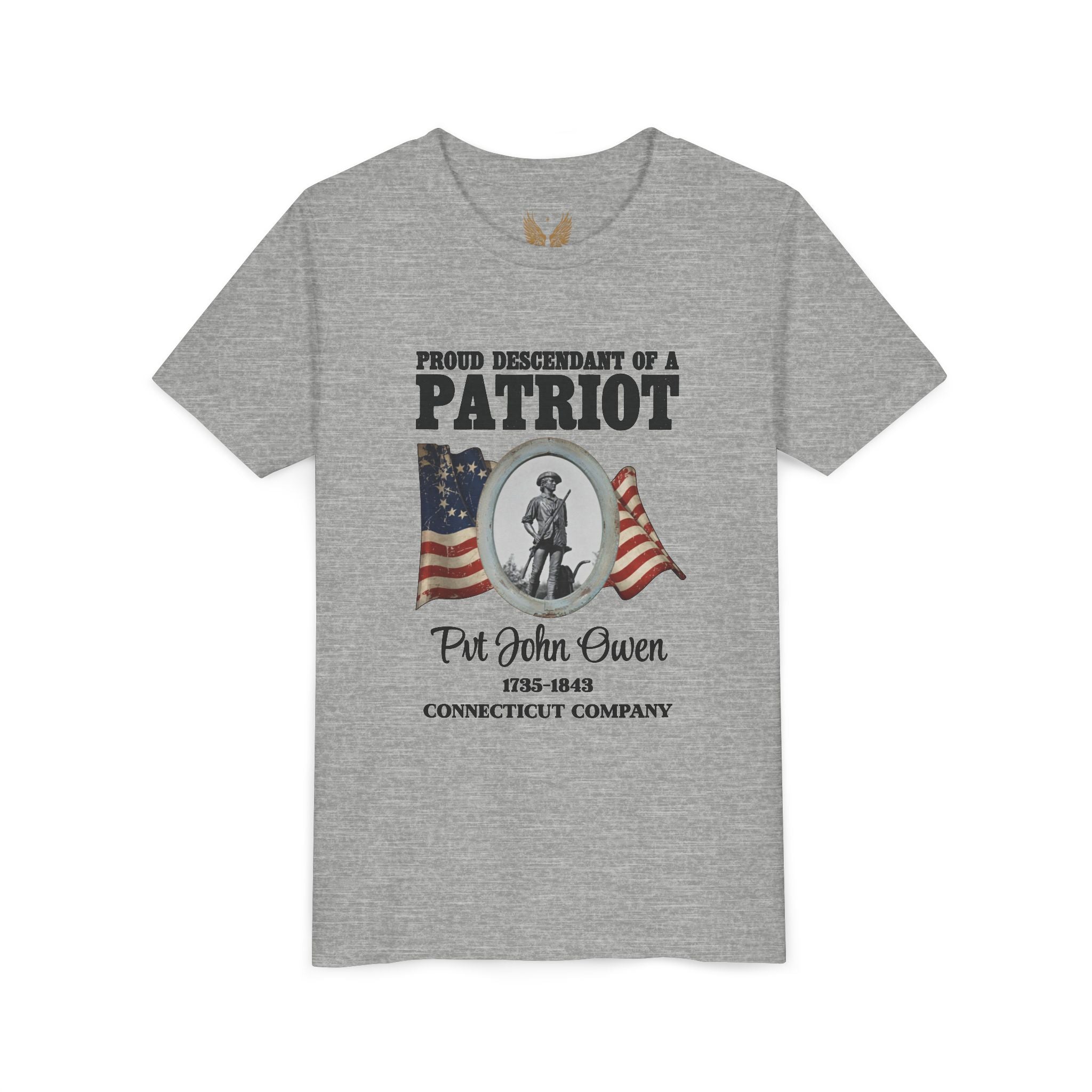 OWENS FAMILY with authentic obituary - Proud Descendant of a Patriot Unisex Kids Tee | Revolutionary Soldier, American Flag