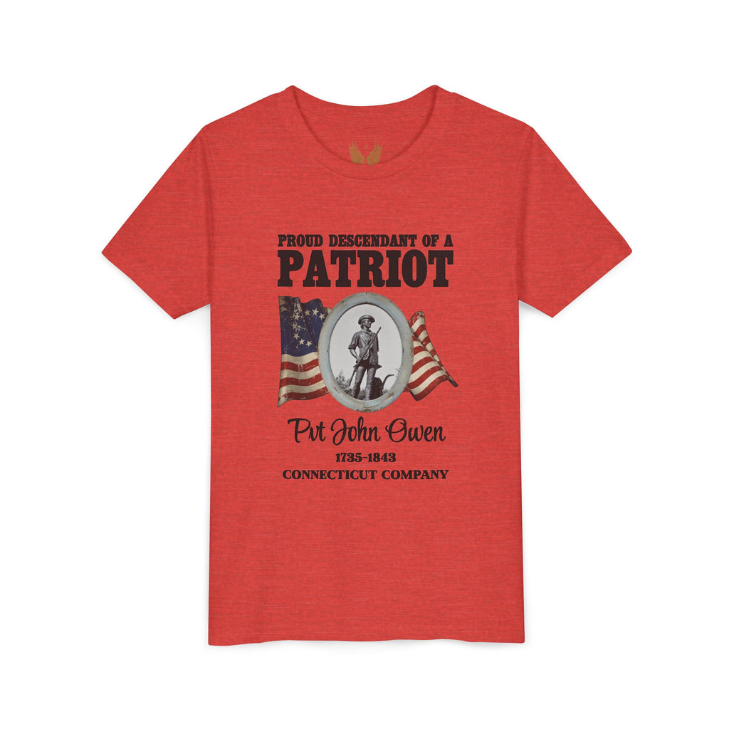 OWENS FAMILY with authentic obituary - Proud Descendant of a Patriot Unisex Kids Tee | Revolutionary Soldier, American Flag