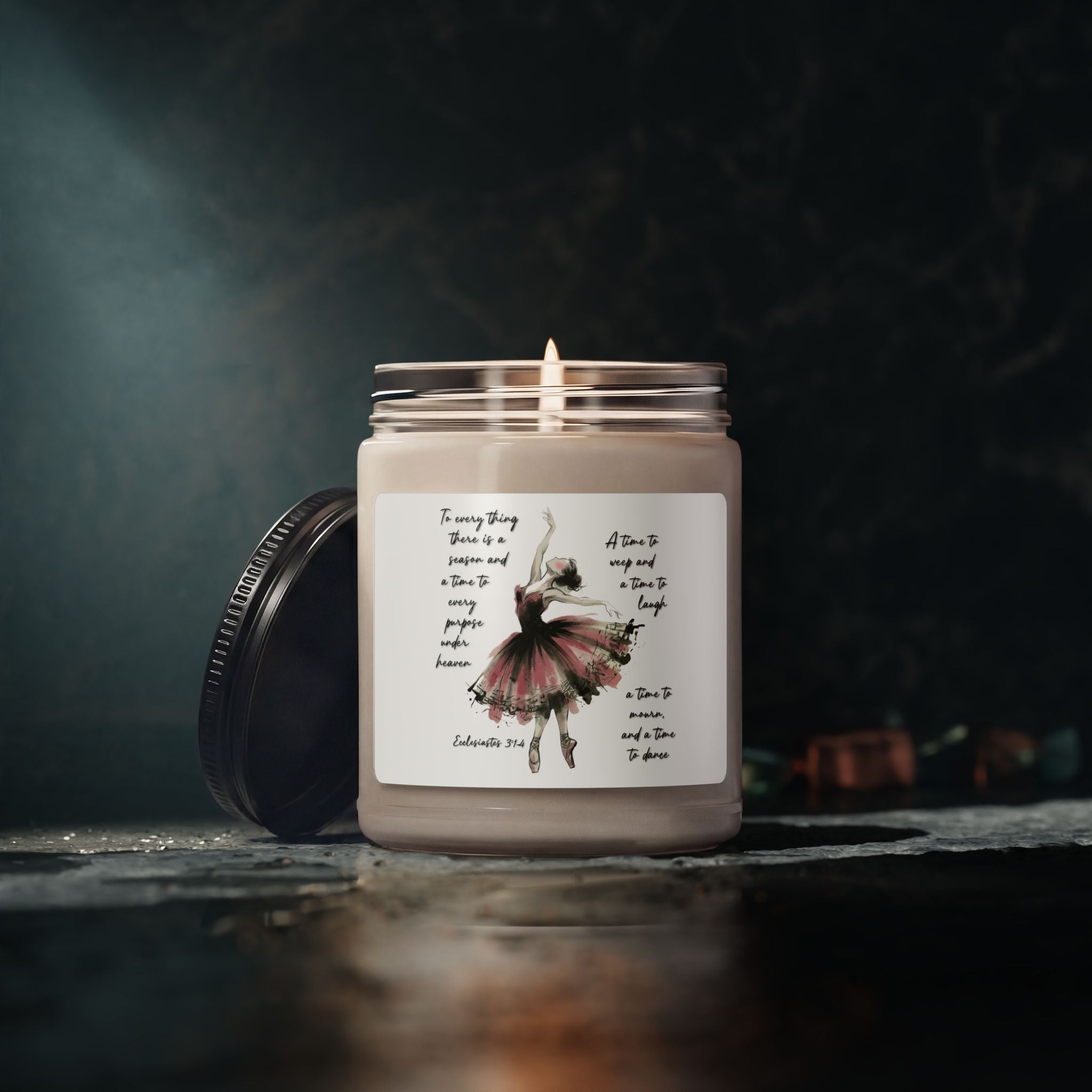 Watercolor Ballerina Illustration Candle 9oz Soy Candle | Scented Jar | Ecclesiastes 3:1-4 a time to dance
