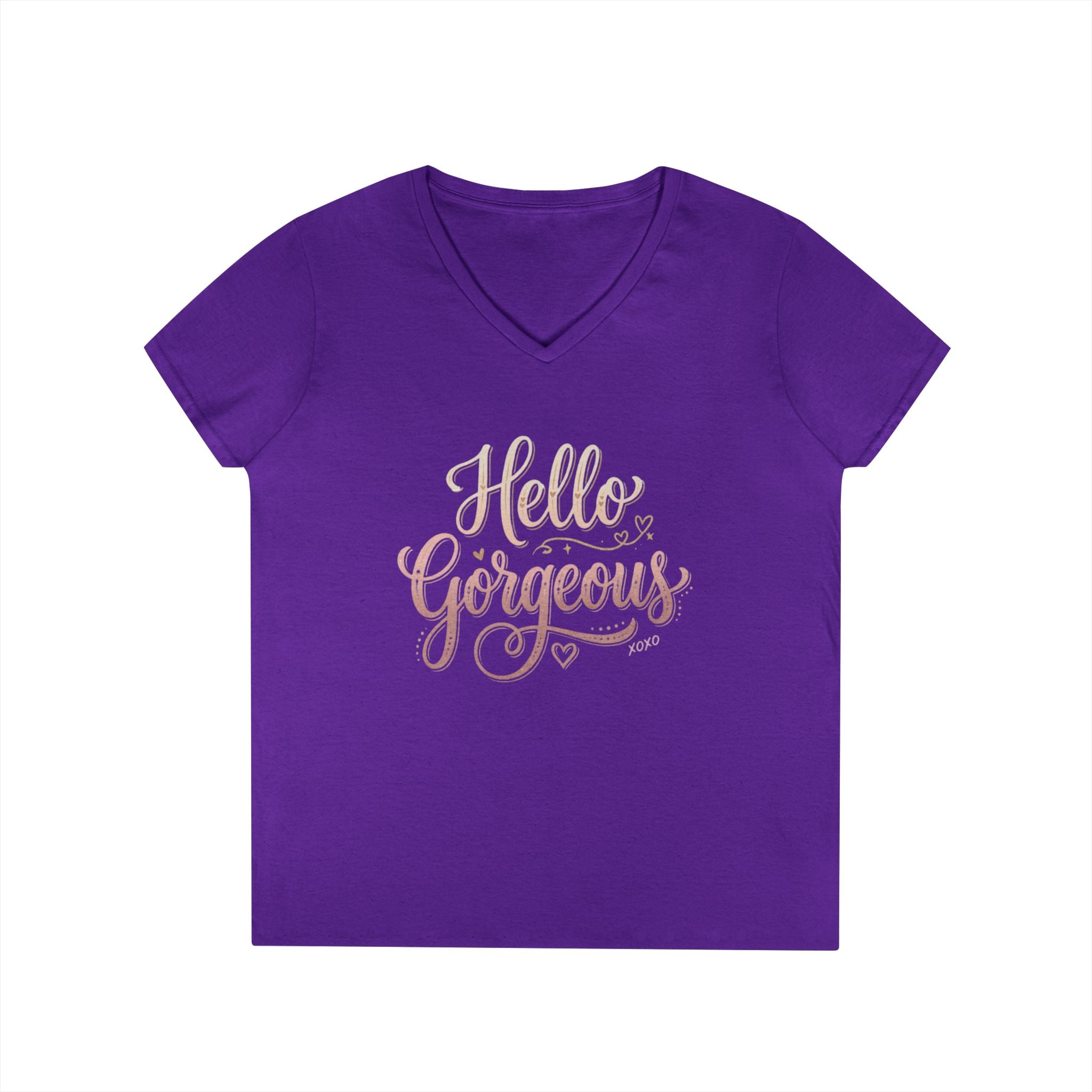Hello Gorgeous Ladies V Neck Tee | Spread warmth and cheer