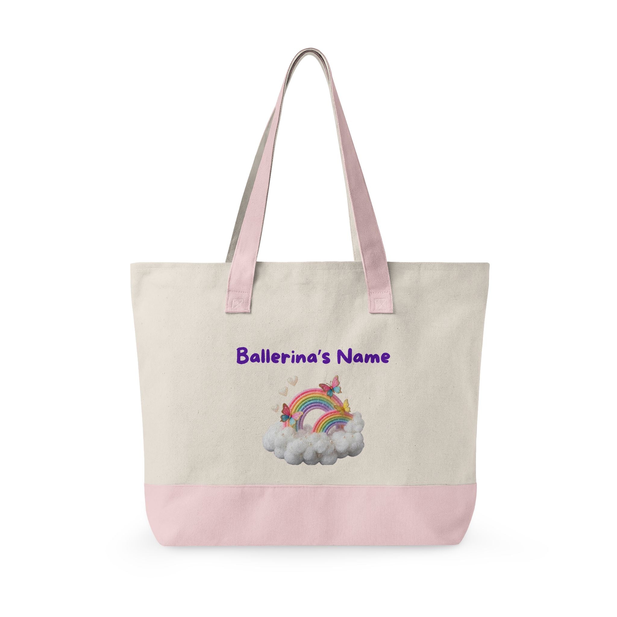 Ballerina Unicorn Rainbow Dance Bag Tote | Zippered Canvas Tote | Personalize