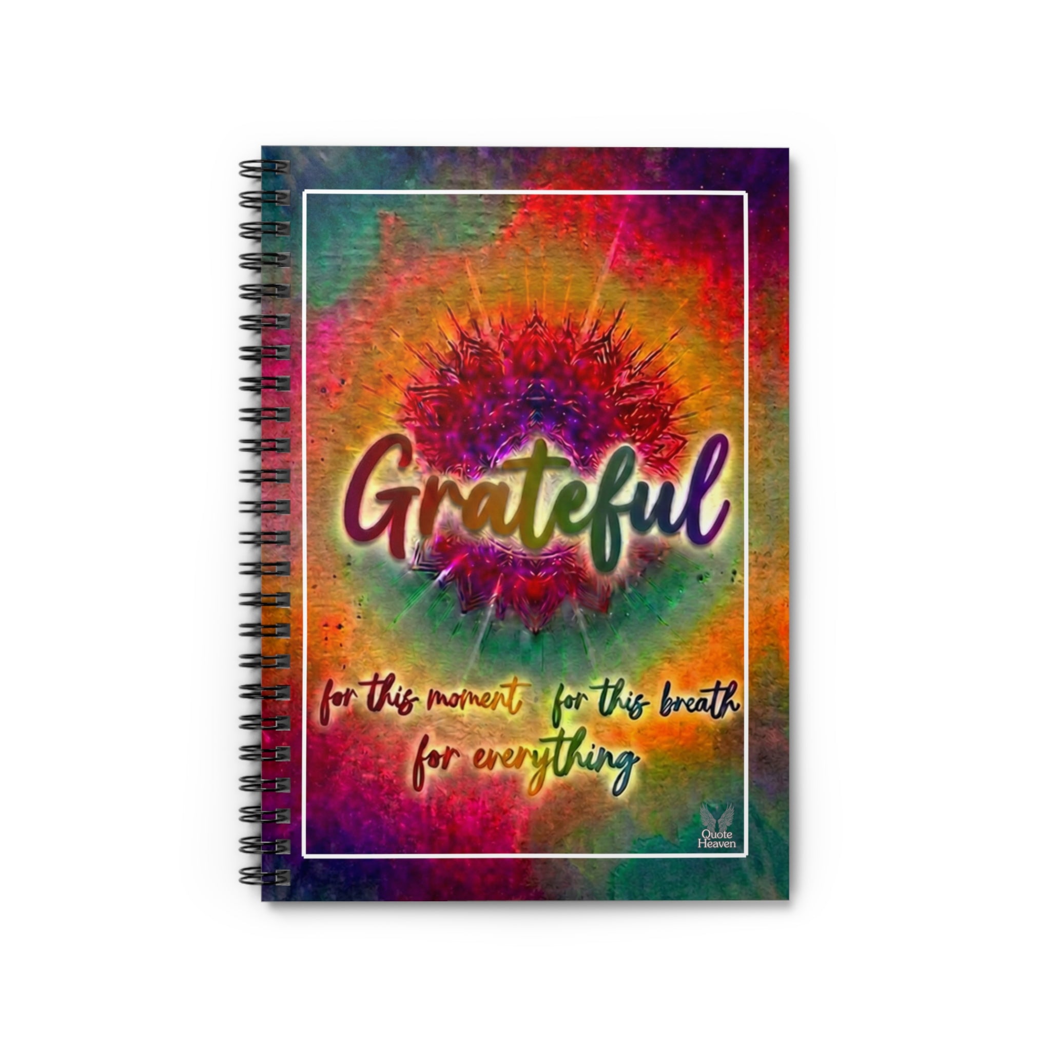 Grateful Journal "for this moment, for this breath, for everything" Ruled Spiral Notebook