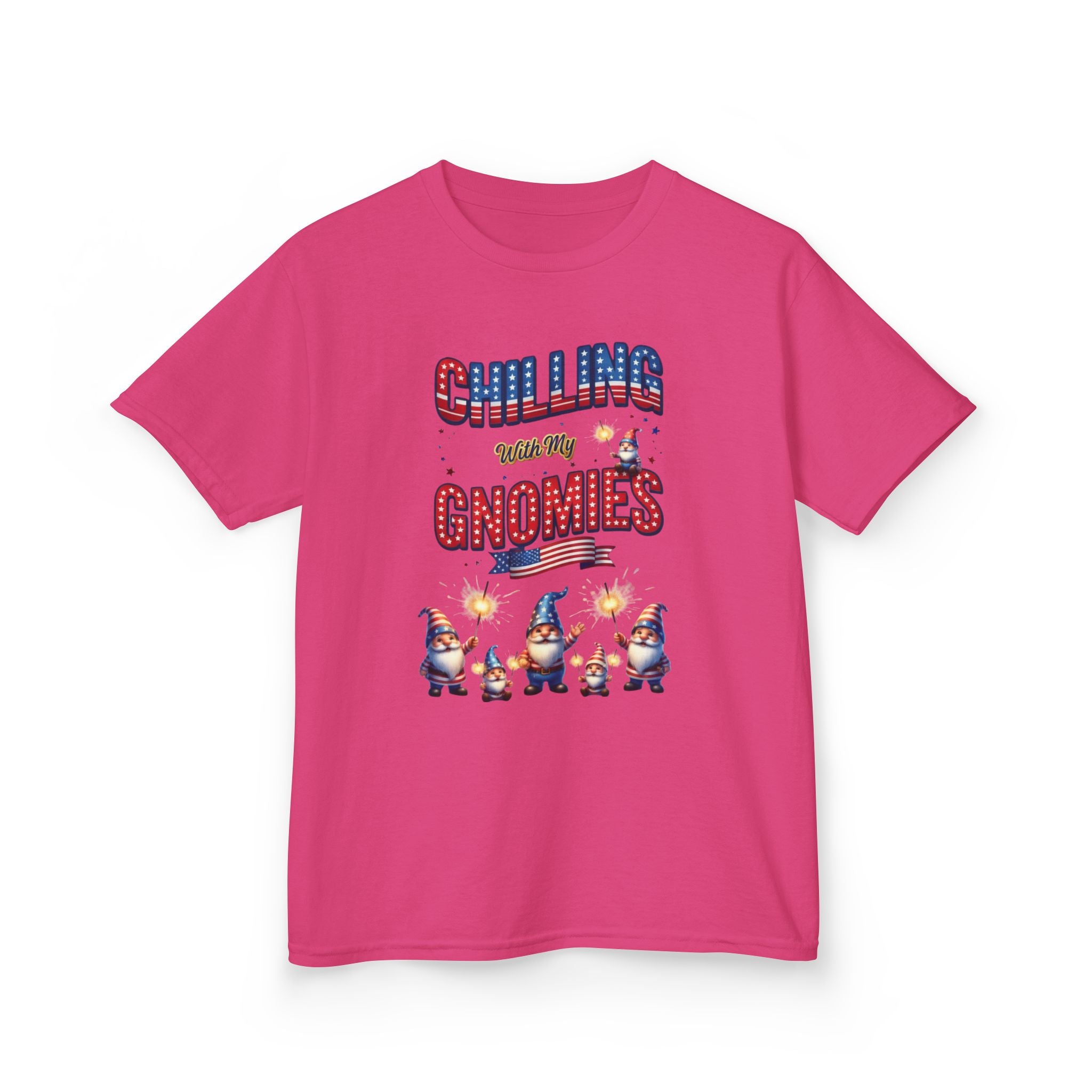 Chilling with My Gnomies Unisex Kids Tee | Patriotic Gnomes Fourth of July, USA 250