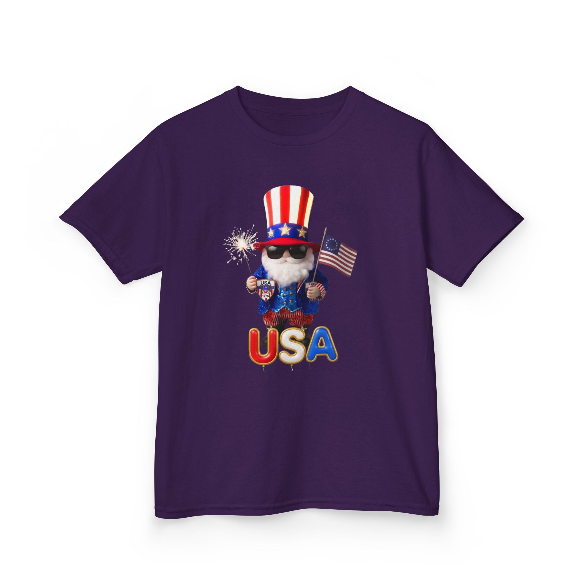 Patriotic Uncle Sam Gnome Unisex Kids Tee | USA 250, 1776-2026