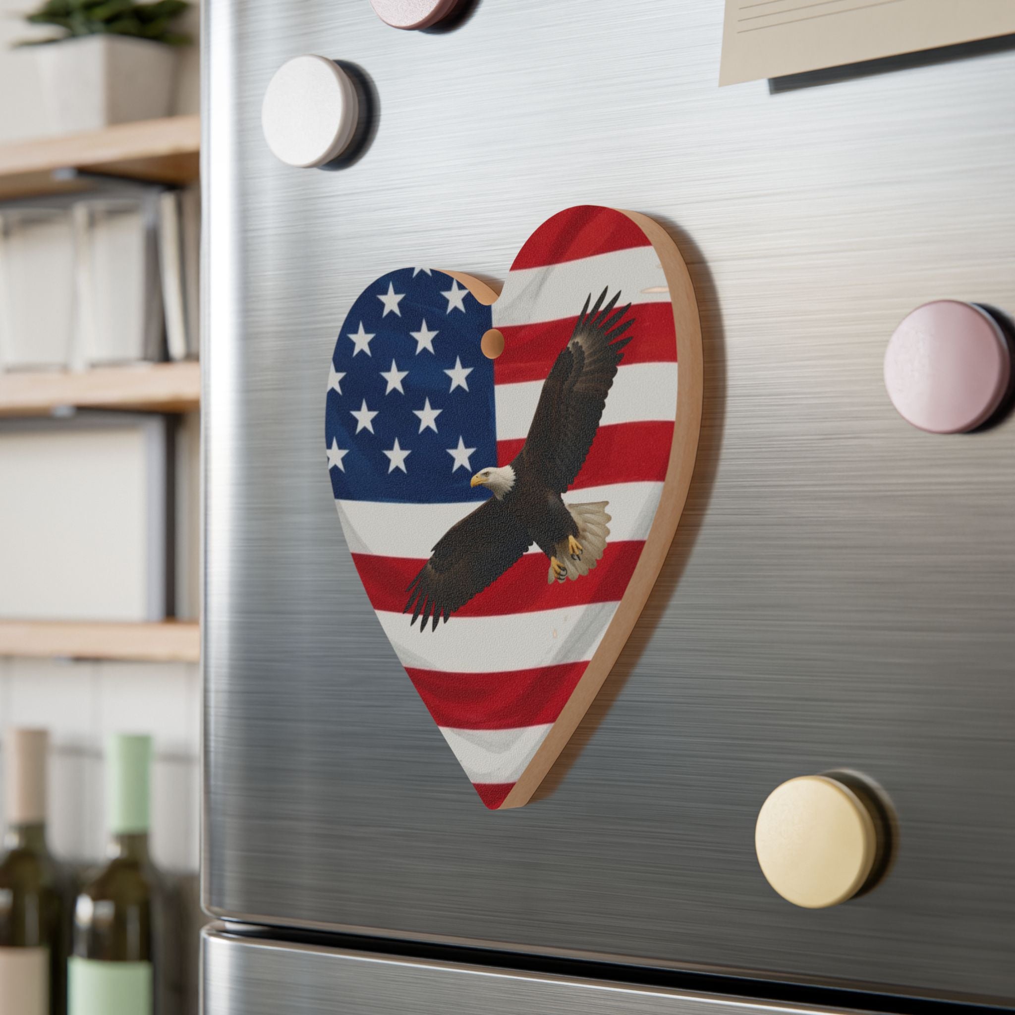 USA 250 Eagle and American Flag Wooden Heart Ornament, 1776-2026 Semi-quincentennial Keepsake