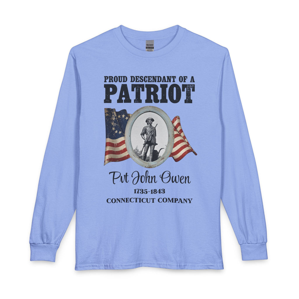 Proud Descendant of a Patriot Unisex Long Sleeve Tee | Patriot Ancestor USA 250, Personalized
