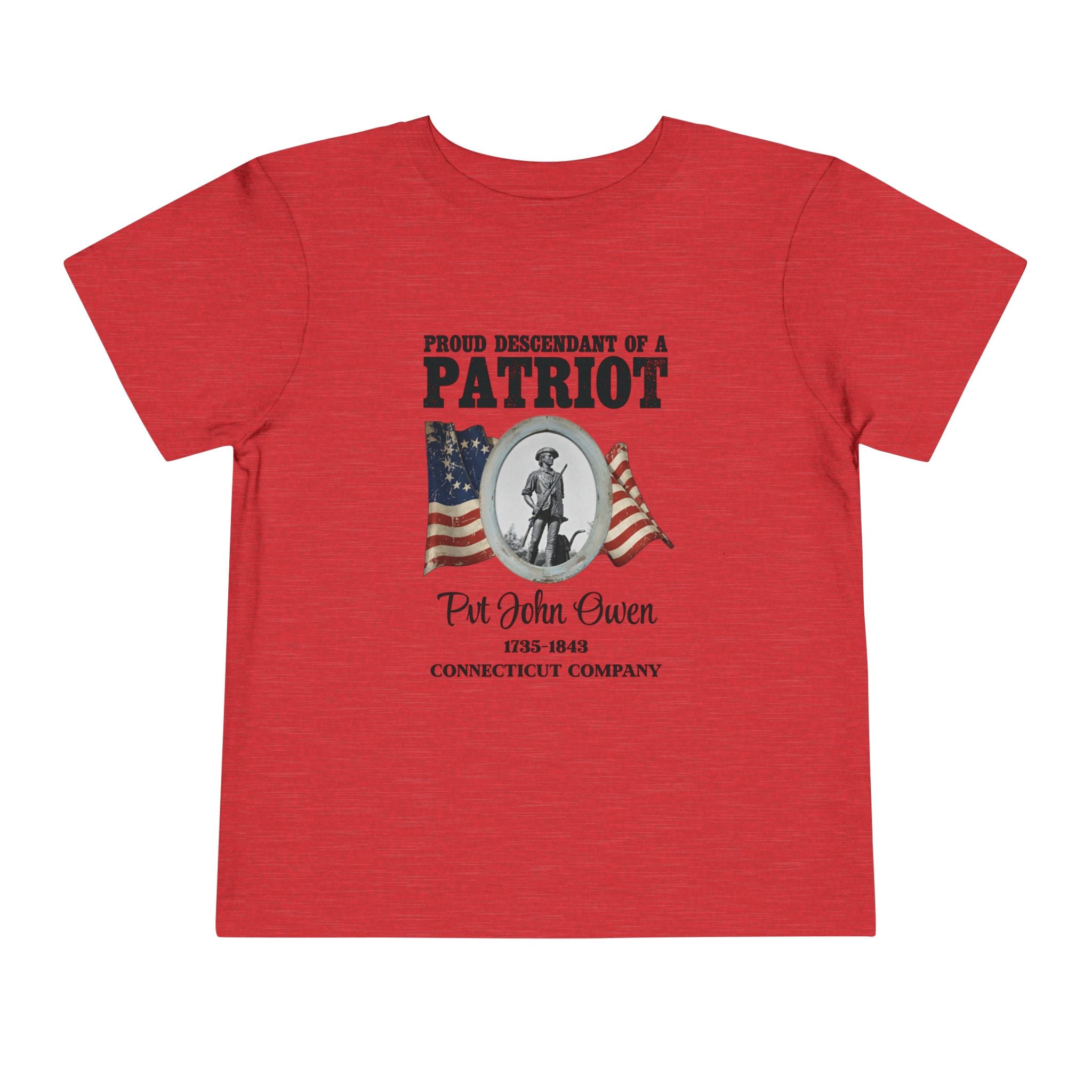 OWENS FAMILY with authentic obituary - Proud Descendant of a Patriot Unisex Toddler Tee | Revolutionary Soldier, American Flag