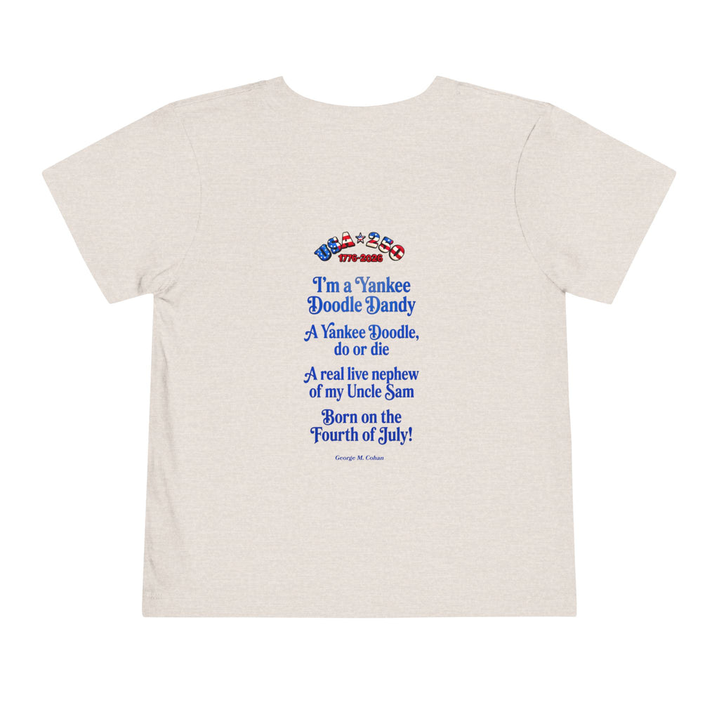 Patriotic Hot Air Balloon Unisex Toddler Tee | USA 250 Tribute, Yankee Doodle Lyrics on back