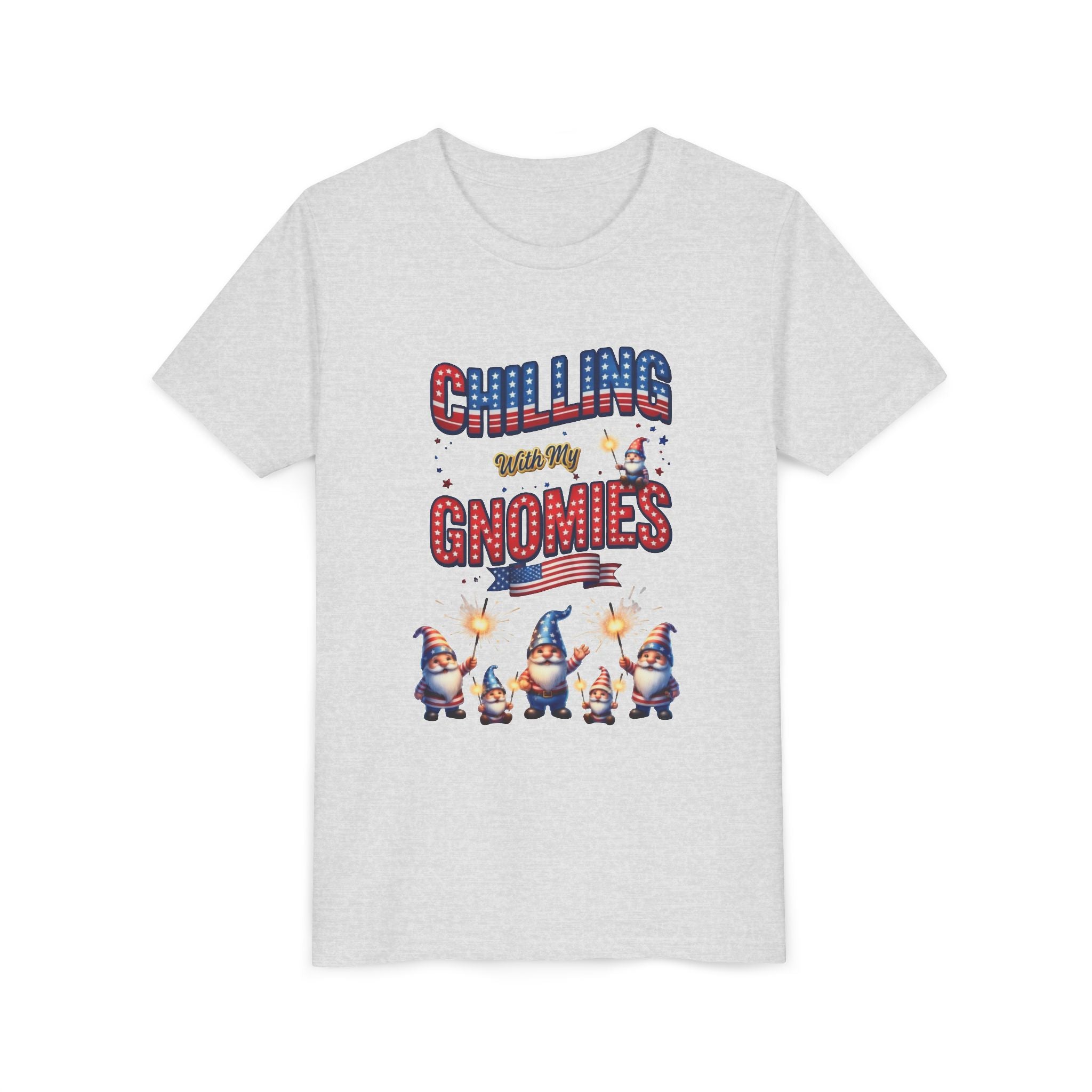 Chilling With My Gnomies Unisex Youth Tee | Patriotic 4th of July, USA 250 Tribute