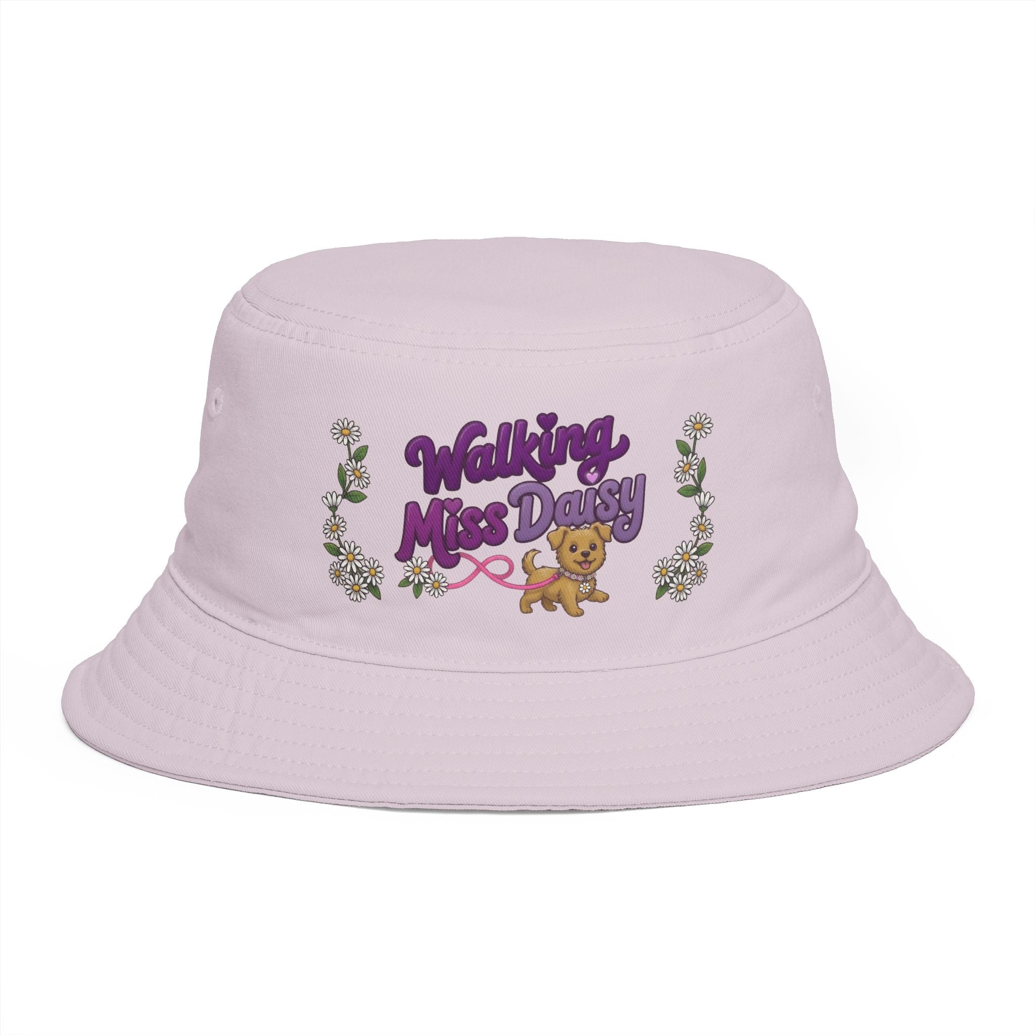 Walking Miss Daisy Puppy Bucket Hat | Floral Dog Walk Design