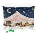 Sleeping Kittens Under Moon Pet Bed | Starry Night Cat Illustration