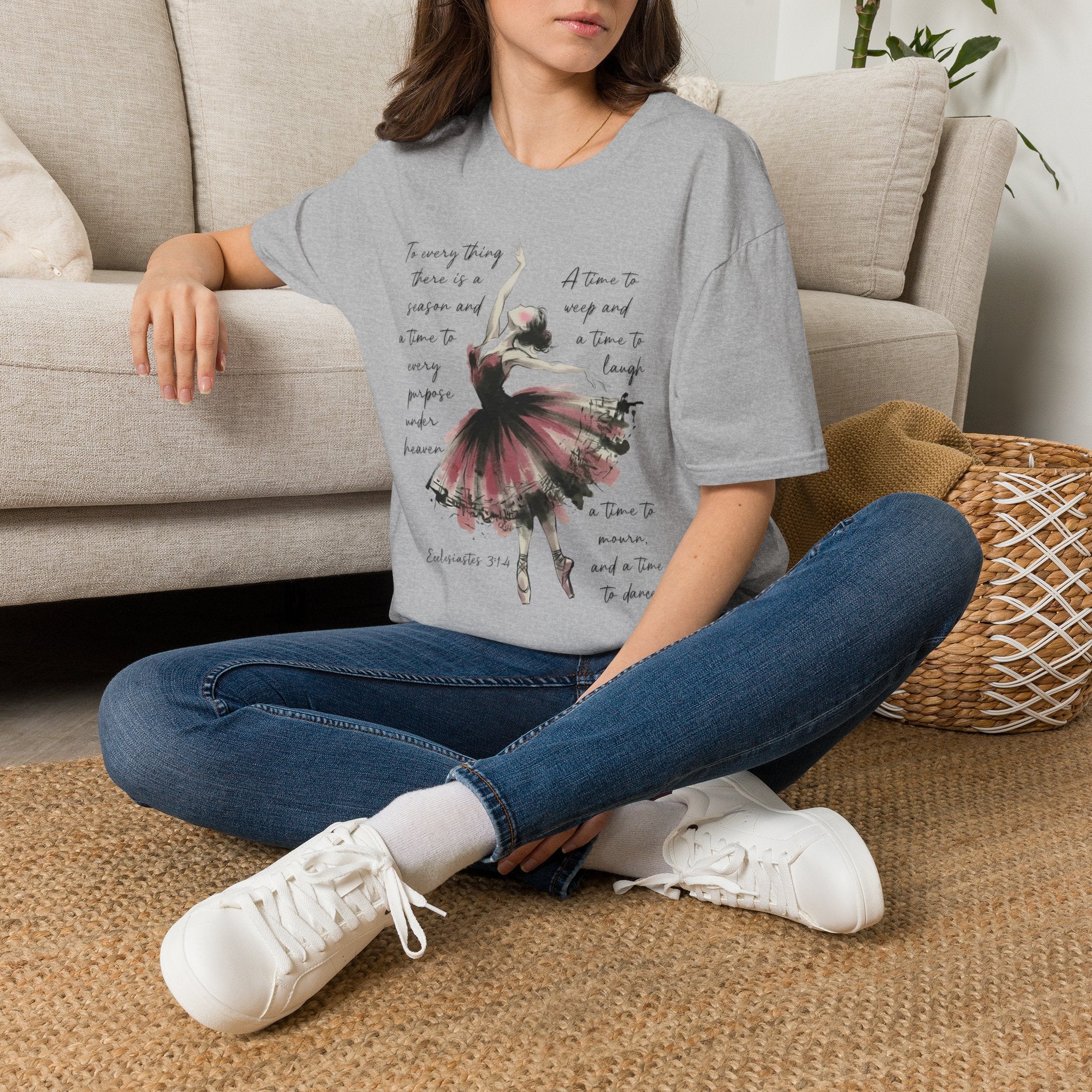 Ballet Dancer Watercolor, T-Shirt | Dance Quote Graphic Tee | Ecclesiastes 3:1-4 a time to dance