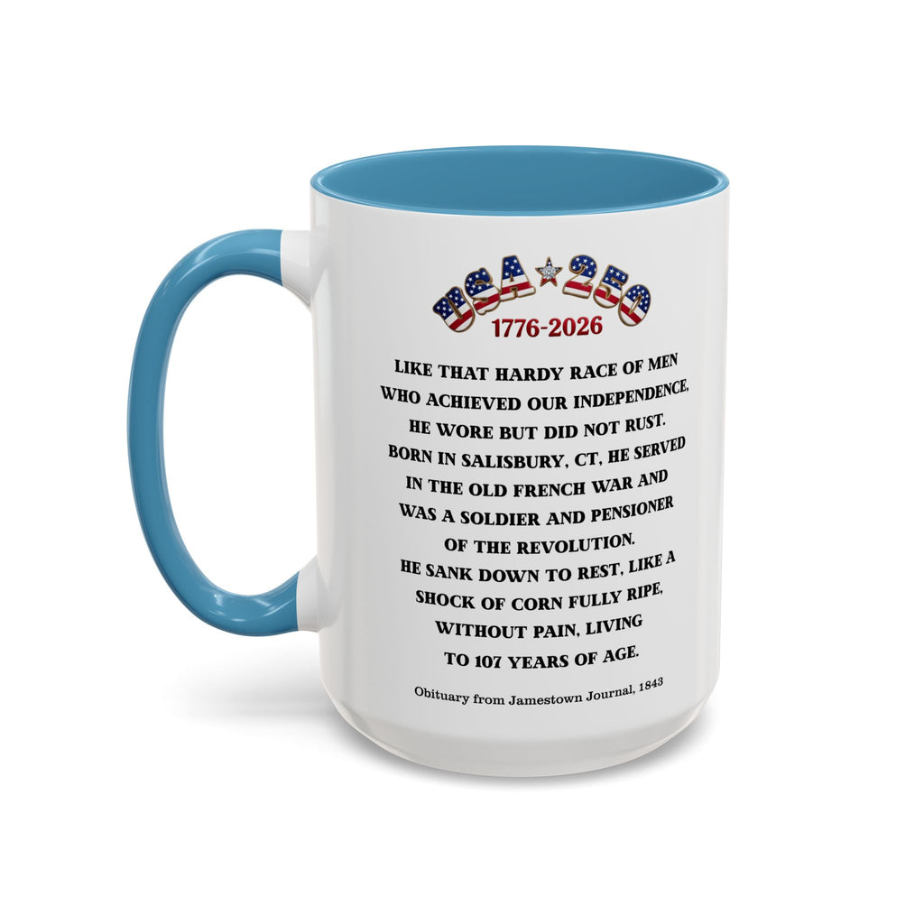 OWENS FAMILY with authentic obituary - Proud Descendant of a Patriot 15 oz mug | Revolutionary Soldier, American Flag