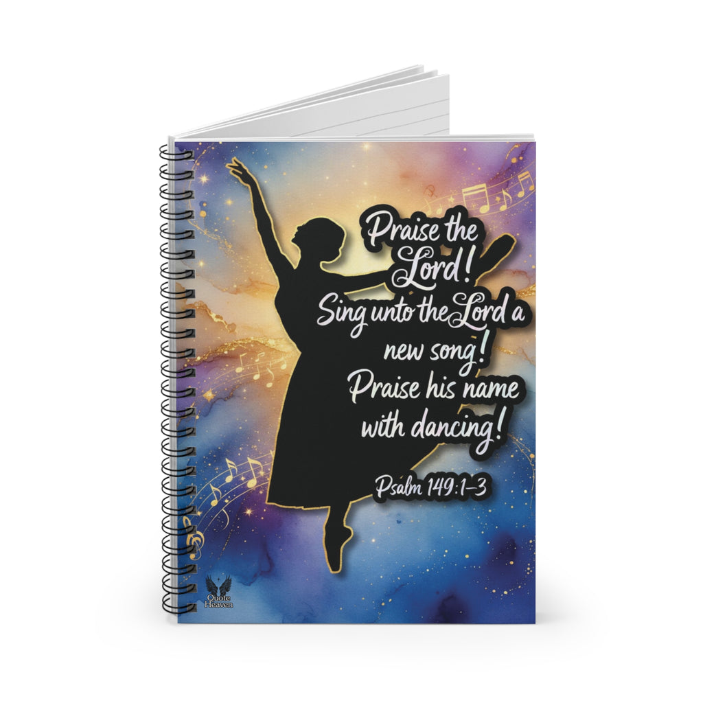 Praise the Lord Dancing Silhouette, Psalm 149:1-3, Spiral Notebook | Ruled Journal