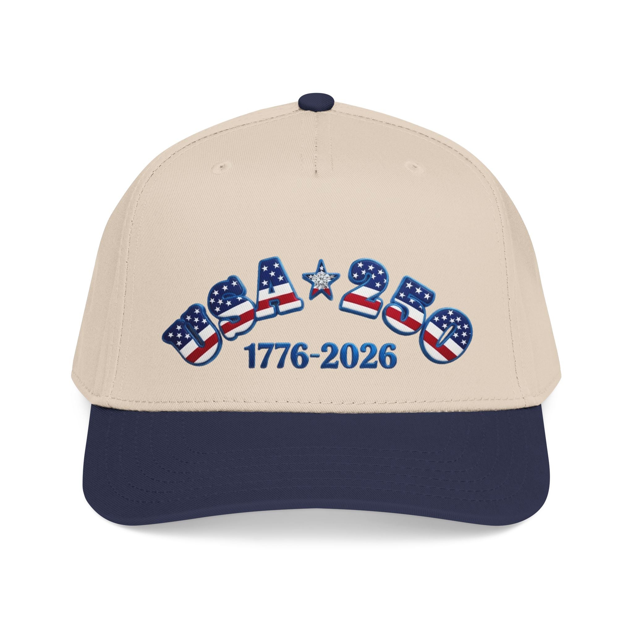 USA 250th Anniversary Baseball Cap — Patriotic 1776-2026 Mid Profile Hat