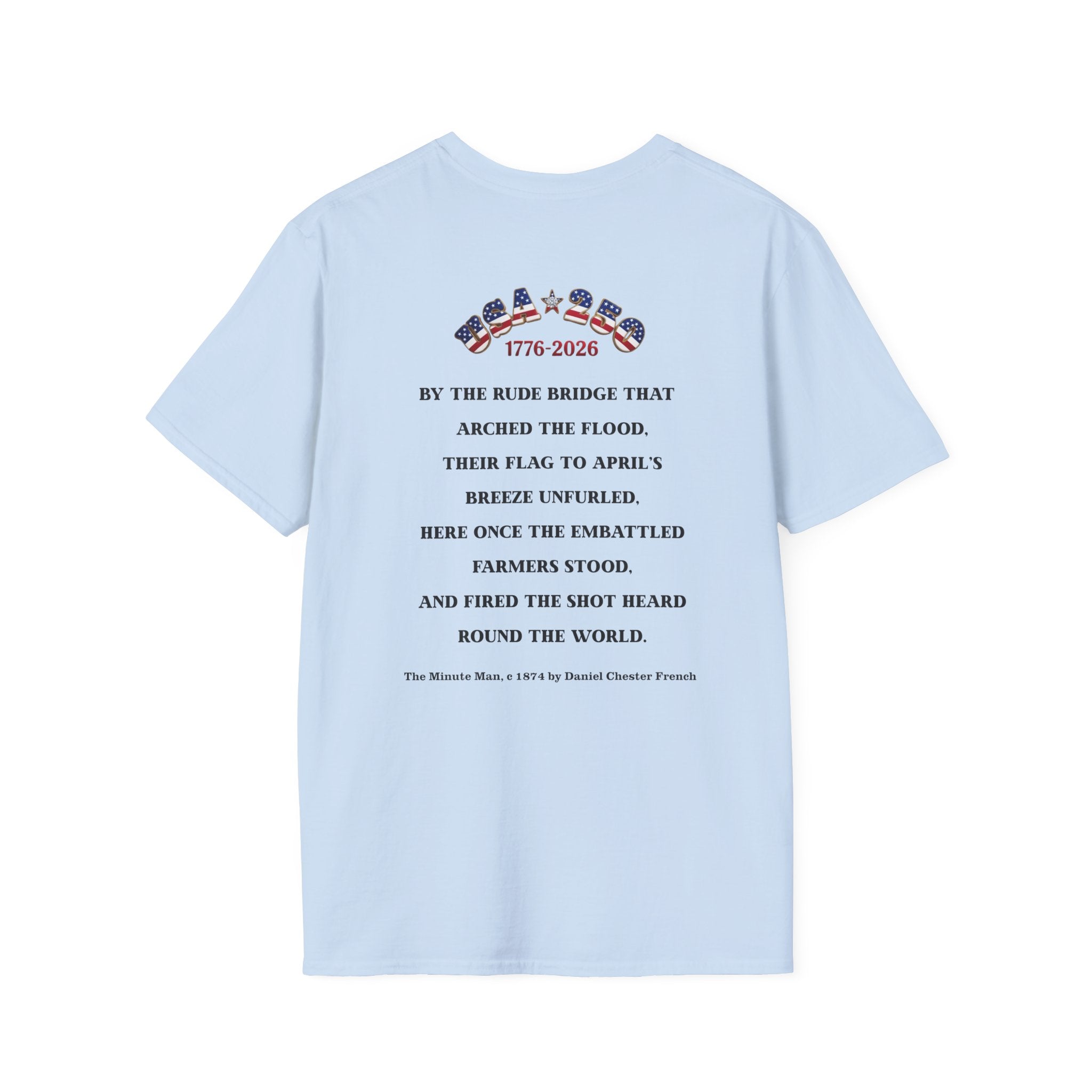 Proud Descendant of a Patriot Unisex T-Shirt | USA 250 Tribute, Personalized, Minute Man Tribute on Back