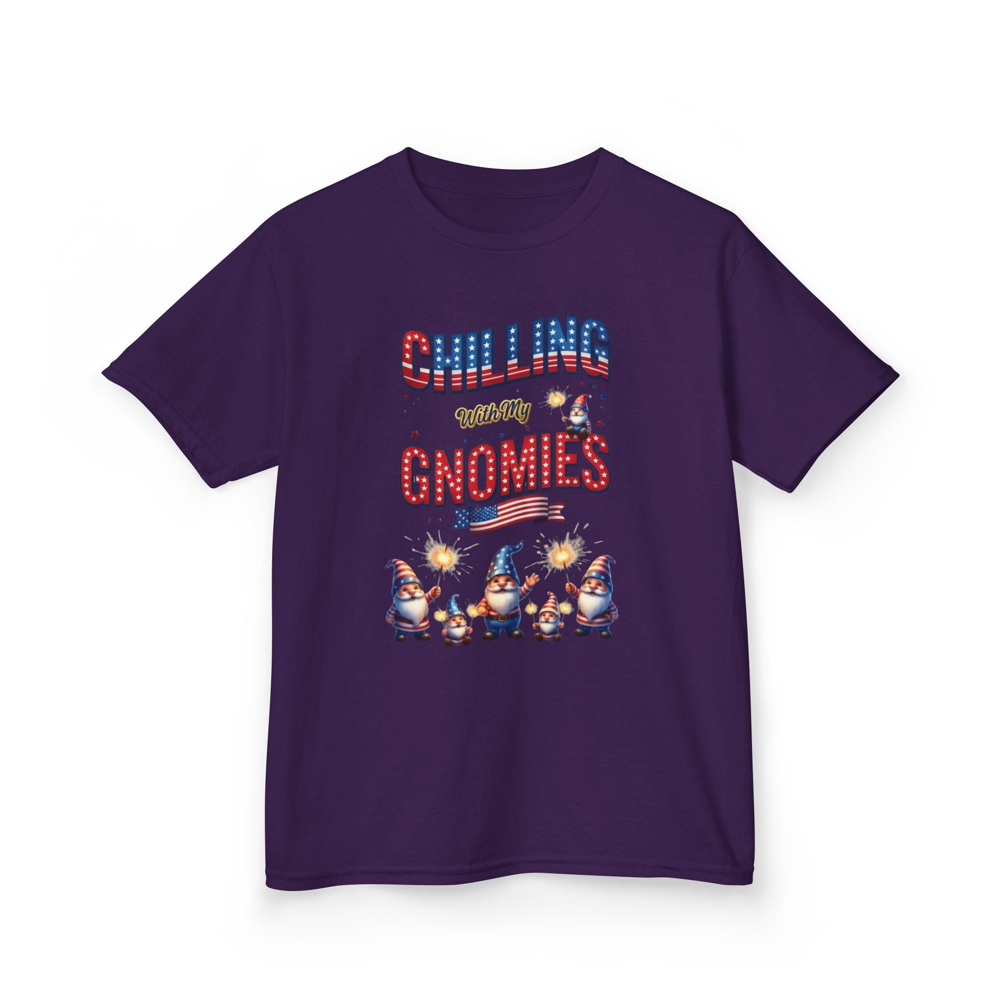Chilling with My Gnomies Unisex Kids Tee | Patriotic Gnomes Fourth of July, USA 250