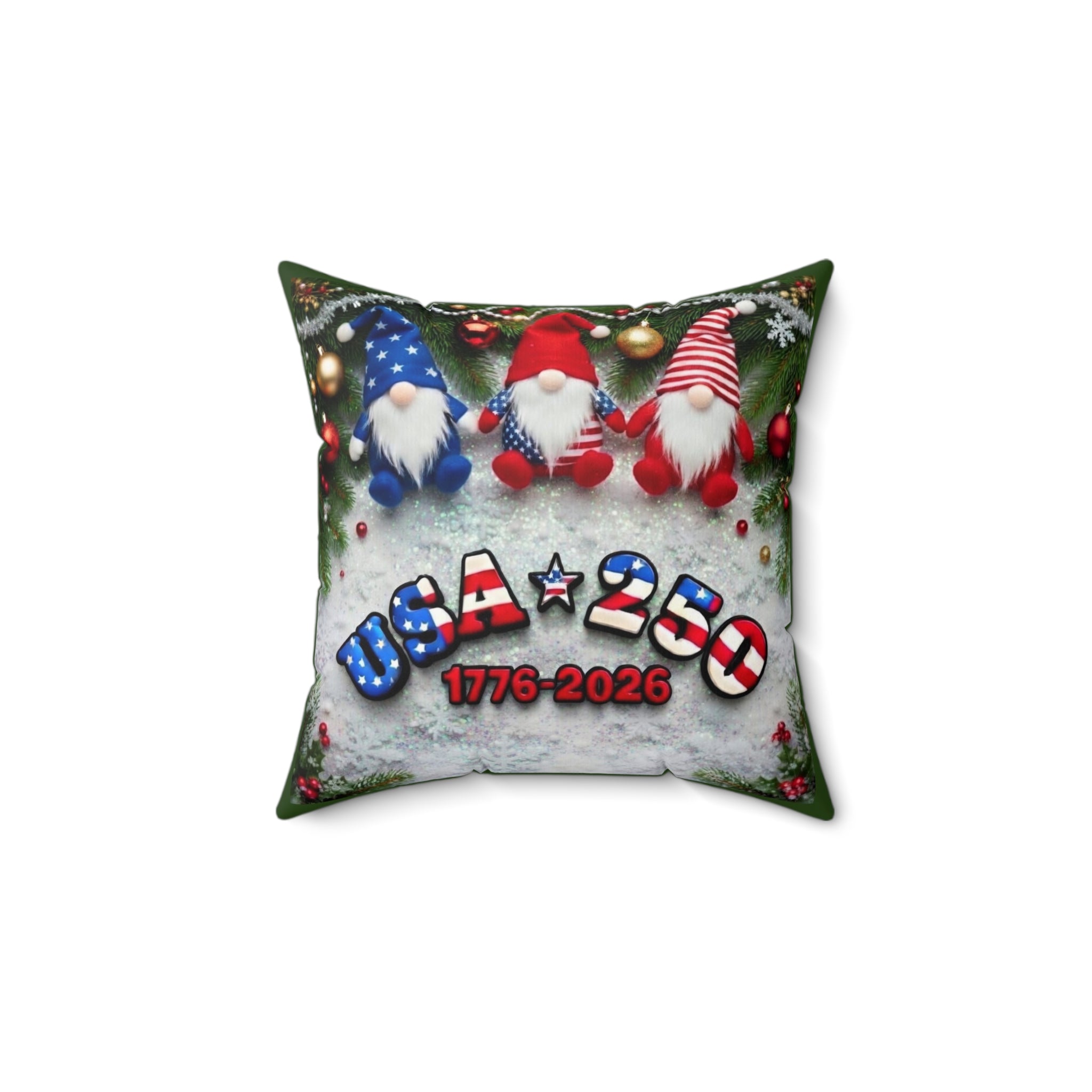 Patriotic Christmas Gnome Throw Pillow | USA 250 1776-2026 commemorative