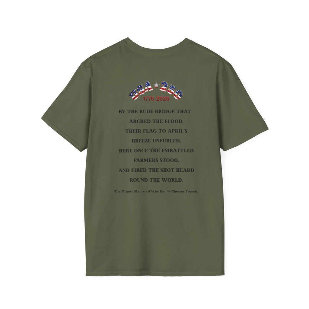 Proud Descendant of a Patriot Unisex T-Shirt | USA 250 Tribute, Personalized, Minute Man Tribute on Back
