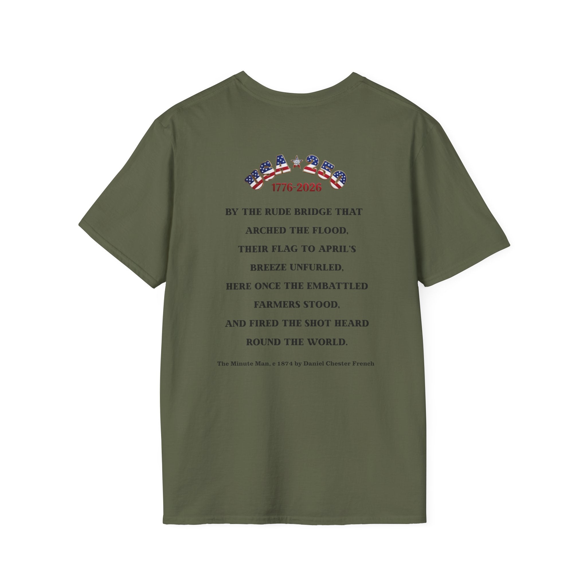 Proud Descendant of a Patriot Unisex T-Shirt | USA 250 Tribute, Personalized, Minute Man Tribute on Back