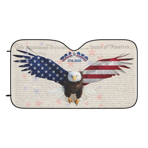 American Eagle 1776-2026 Car Sun Shade | Patriotic Windshield Cover | Declaration of Independence, USA 250 Tribute