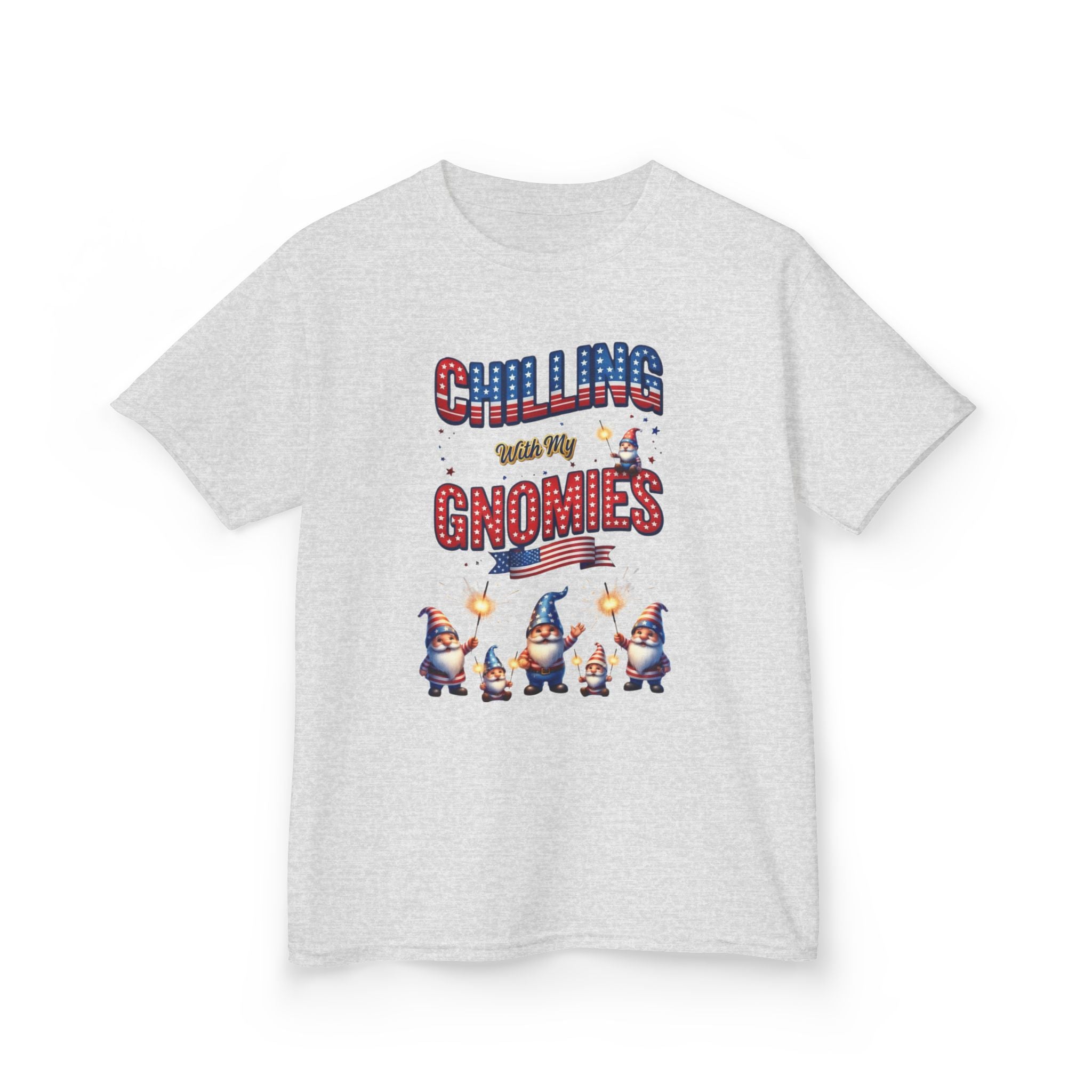 Chilling with My Gnomies Unisex Kids Tee | Patriotic Gnomes Fourth of July, USA 250