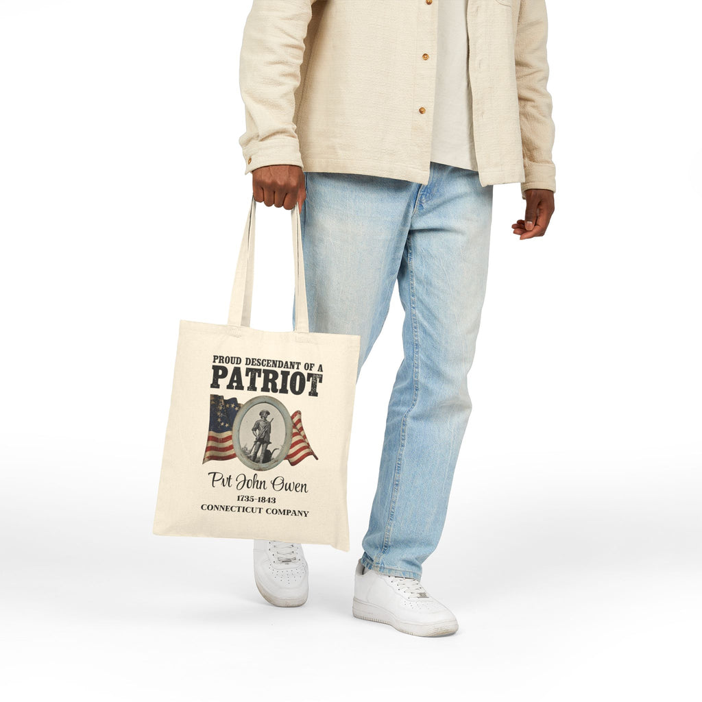 Revolutionary War Patriot Descendant Tote Bag | Personalized Cotton Canvas